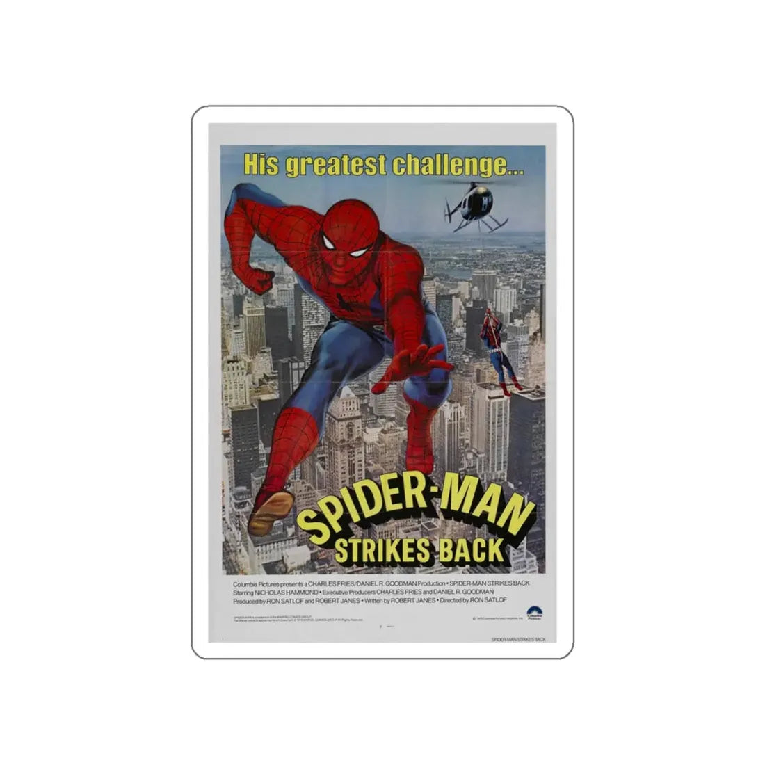 SPIDER-MAN STRIKES BACK 1976 Movie Poster STICKER Vinyl Die-Cut Decal 5 Inch - The Sticker Space