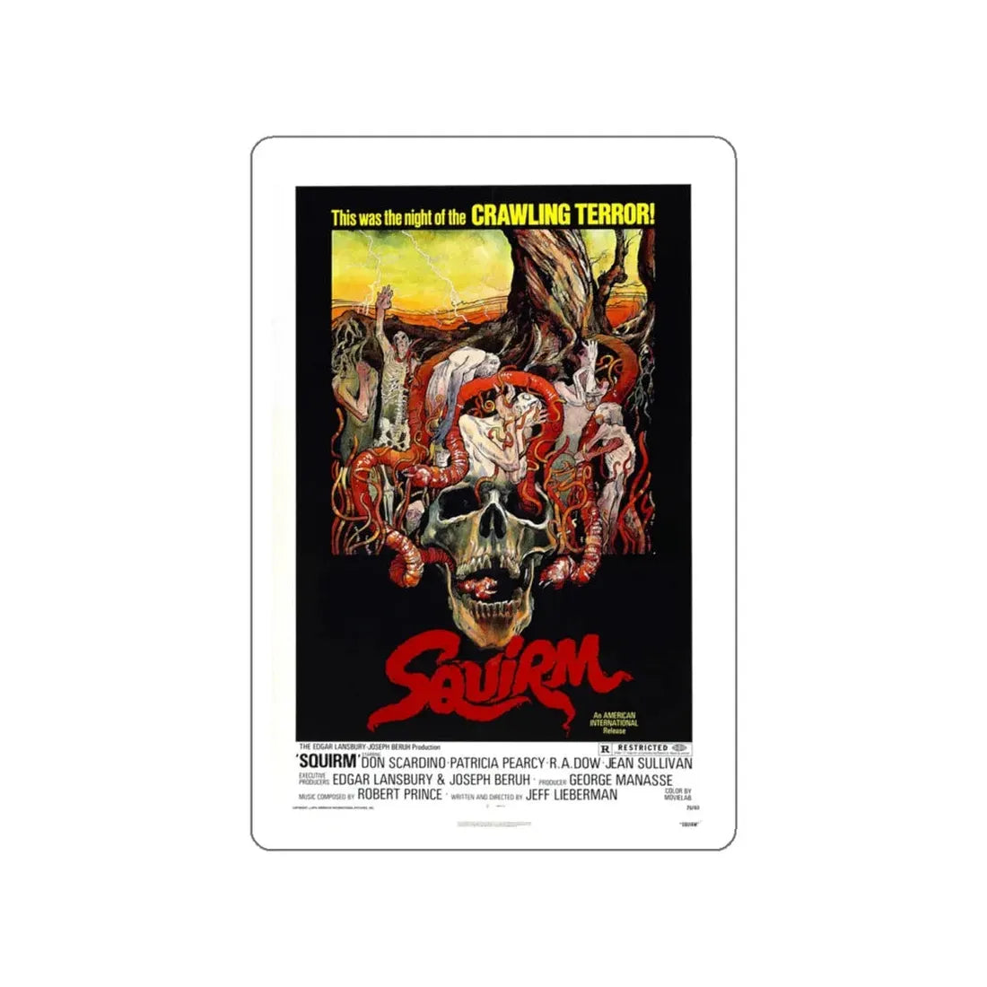SQUIRM 1976 Movie Poster STICKER Vinyl Die-Cut Decal 5 Inch - The Sticker Space
