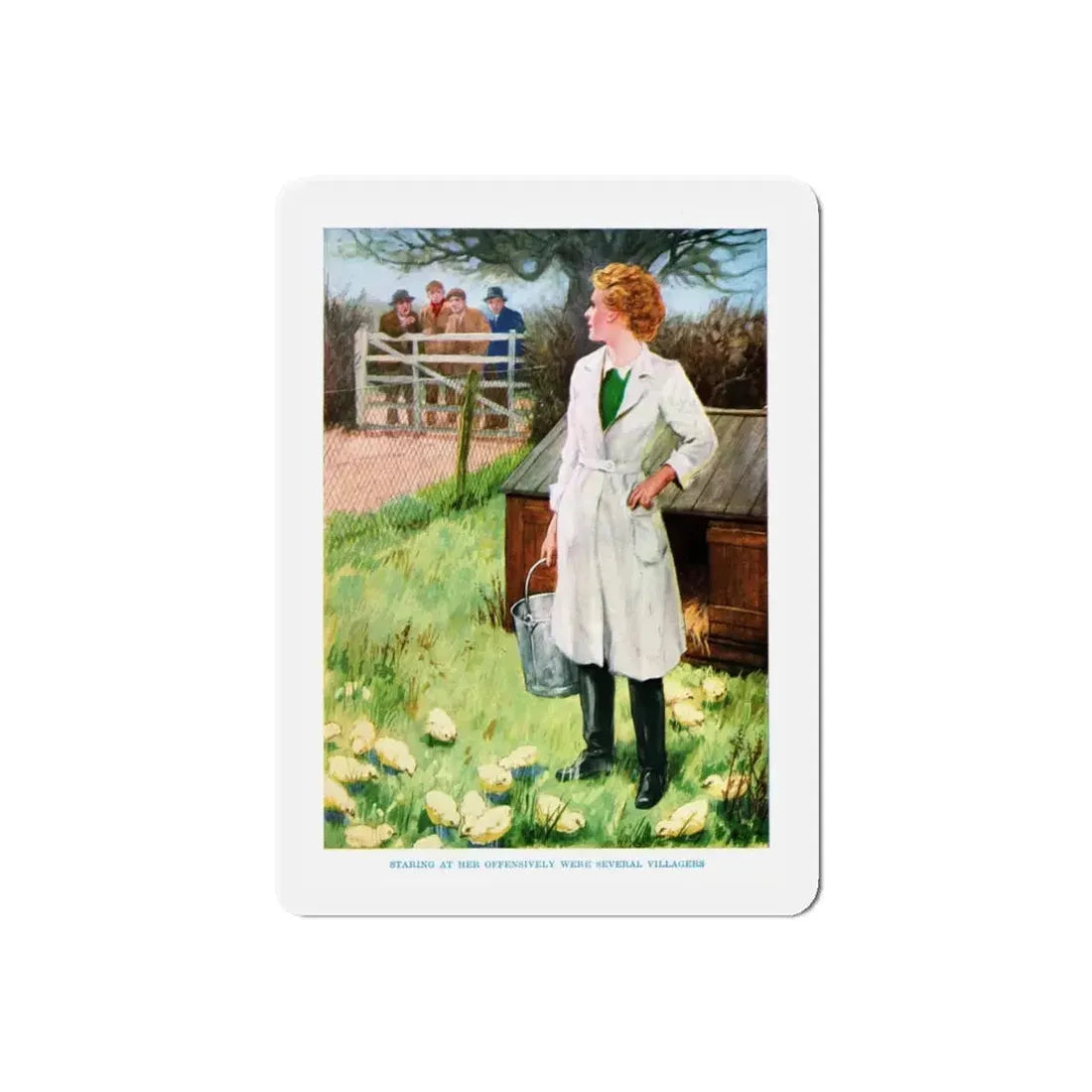 staring at her offensively were several villagers (Magazine Illustration) Refrigerator Magnet 5 Inch Die-Cut - The Sticker Space