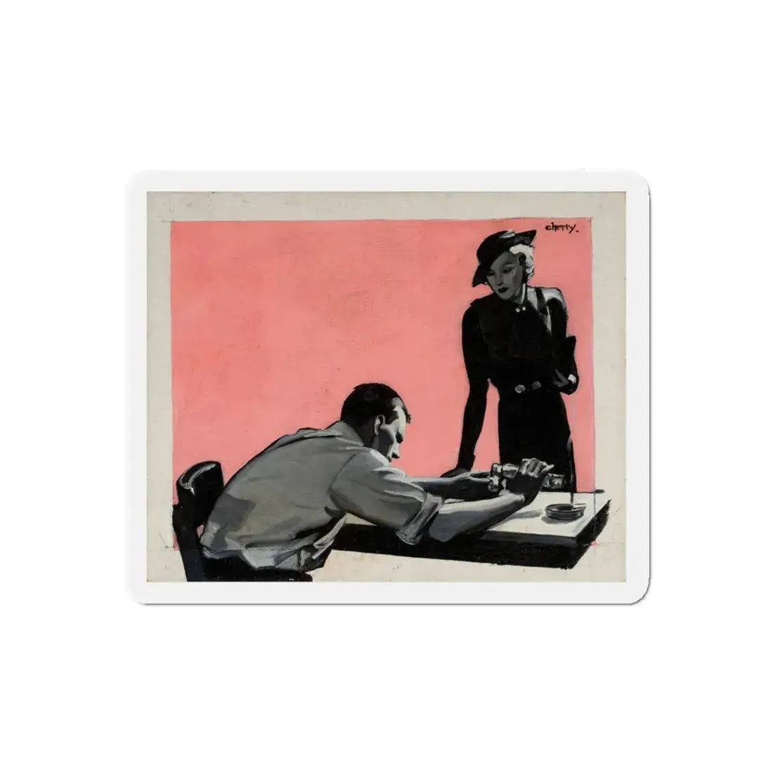 Story illustration_8 (Magazine Illustration) Refrigerator Magnet 5 Inch Die-Cut - The Sticker Space