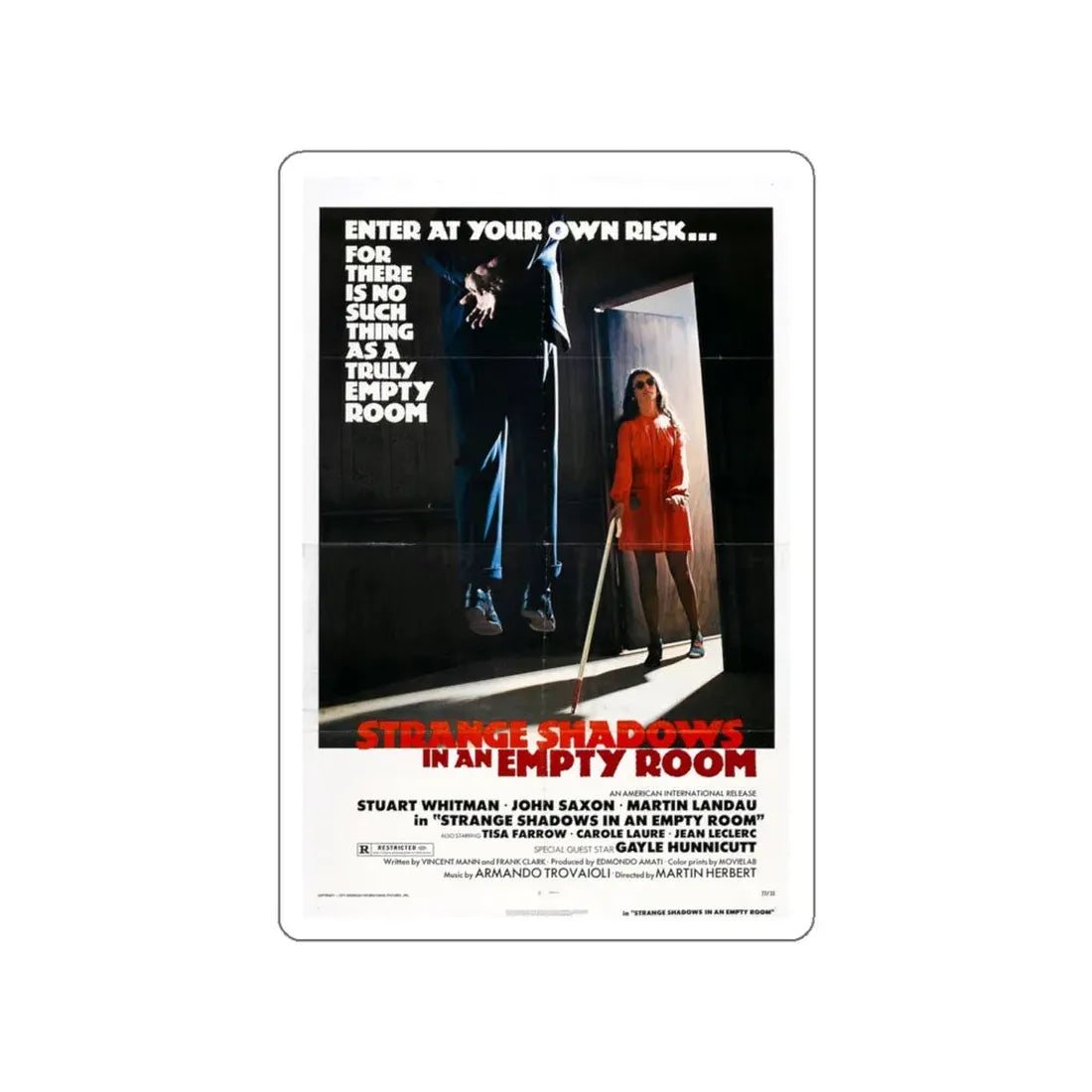 STRANGE SHADOWS IN AN EMPTY ROOM 1976 Movie Poster STICKER Vinyl Die-Cut Decal 5 Inch - The Sticker Space