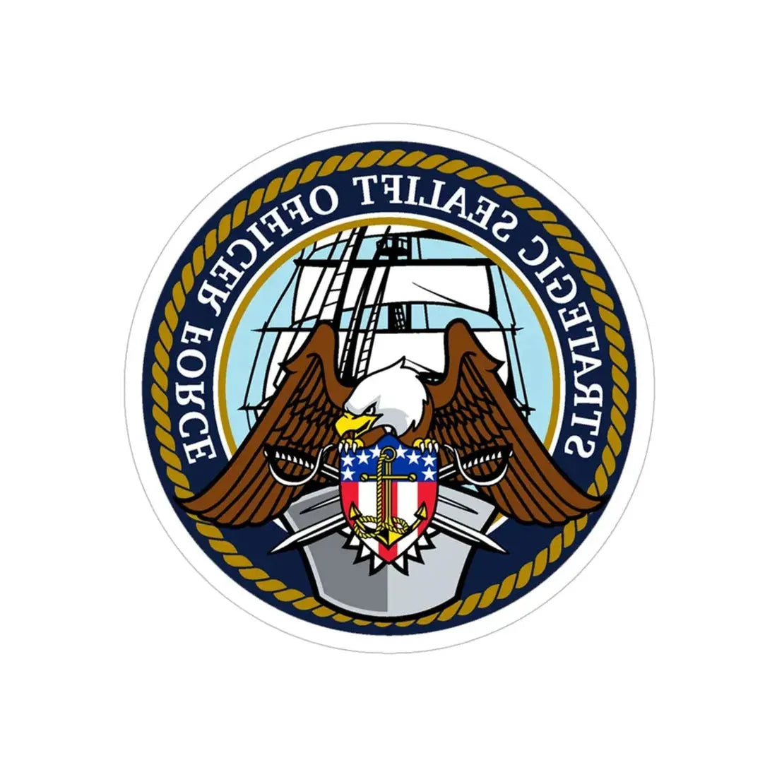 Strategic Sealift Officer Force (U.S. Navy) REVERSE PRINT Transparent Die-Cut STICKER 5 Inch Die-Cut Transparent - The Sticker Space