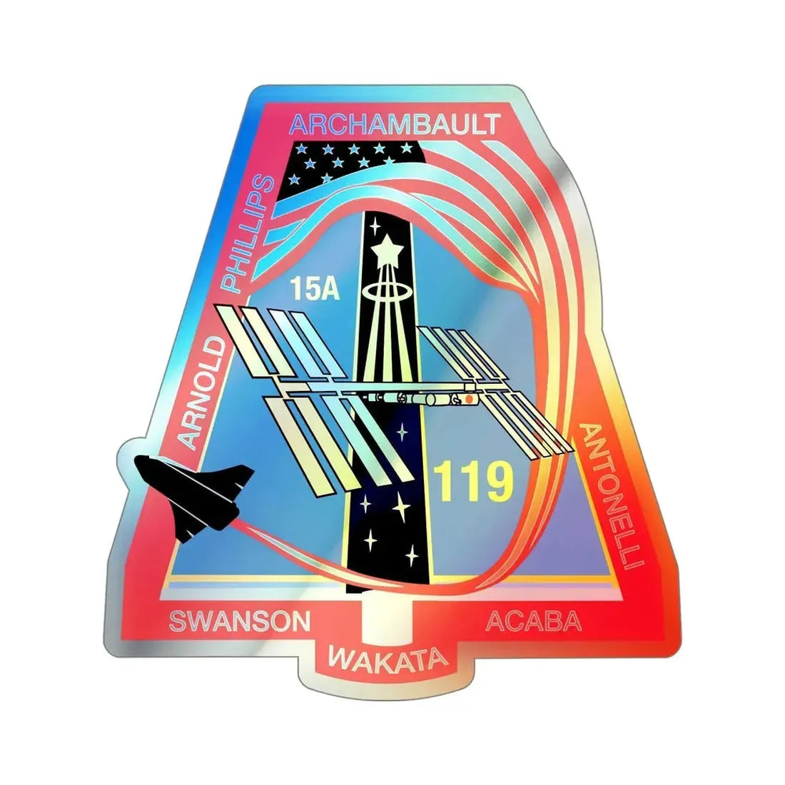 STS 119 (NASA) Holographic STICKER Die-Cut Vinyl Decal 5 Inch Holographic - The Sticker Space