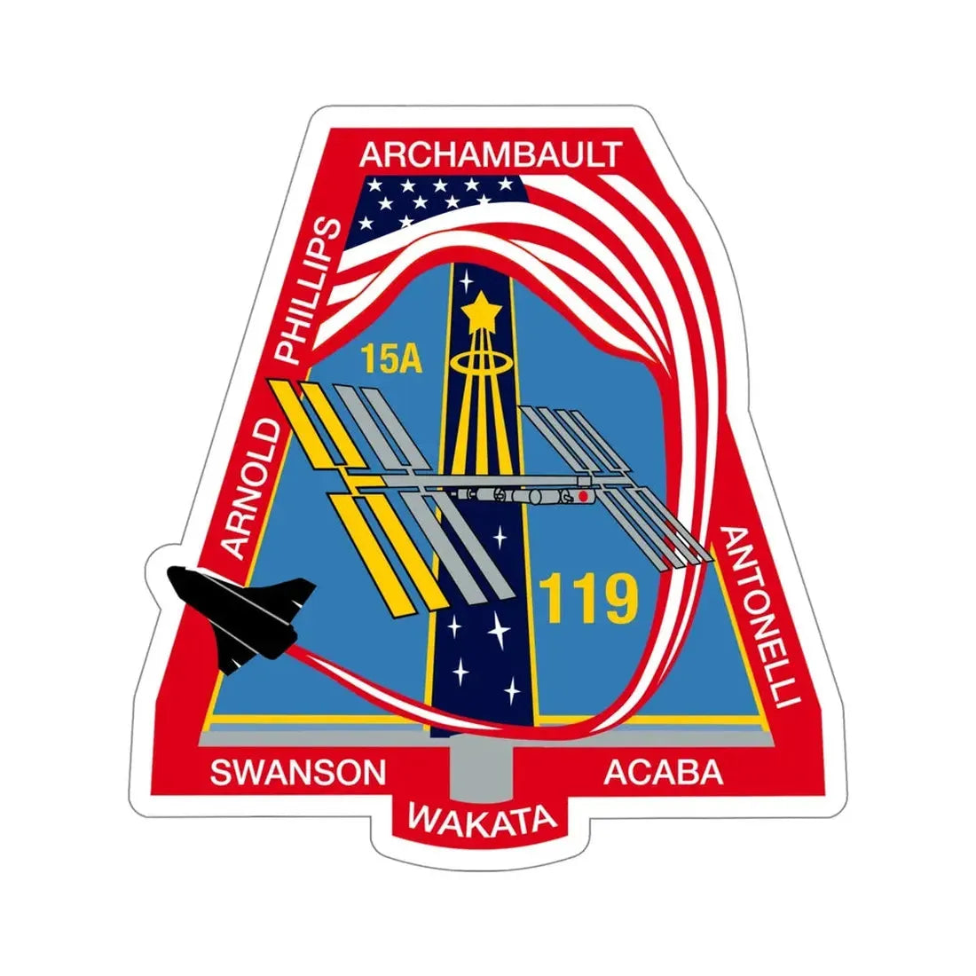 STS 119 Patch NASA STICKER Vinyl Die-Cut Decal 5 Inch - The Sticker Space