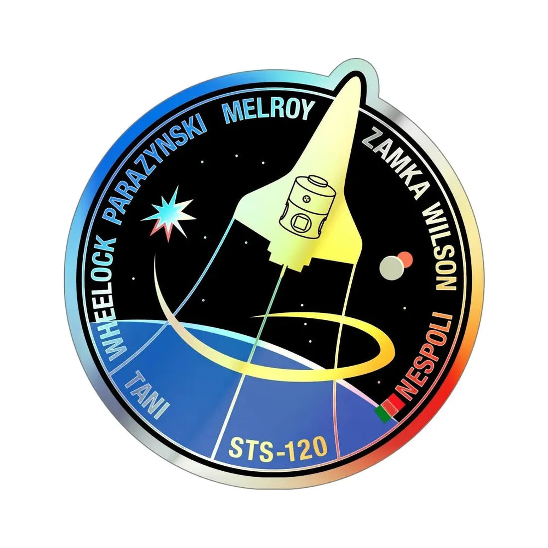 STS 120 (NASA) Holographic STICKER Die-Cut Vinyl Decal 5 Inch Holographic - The Sticker Space