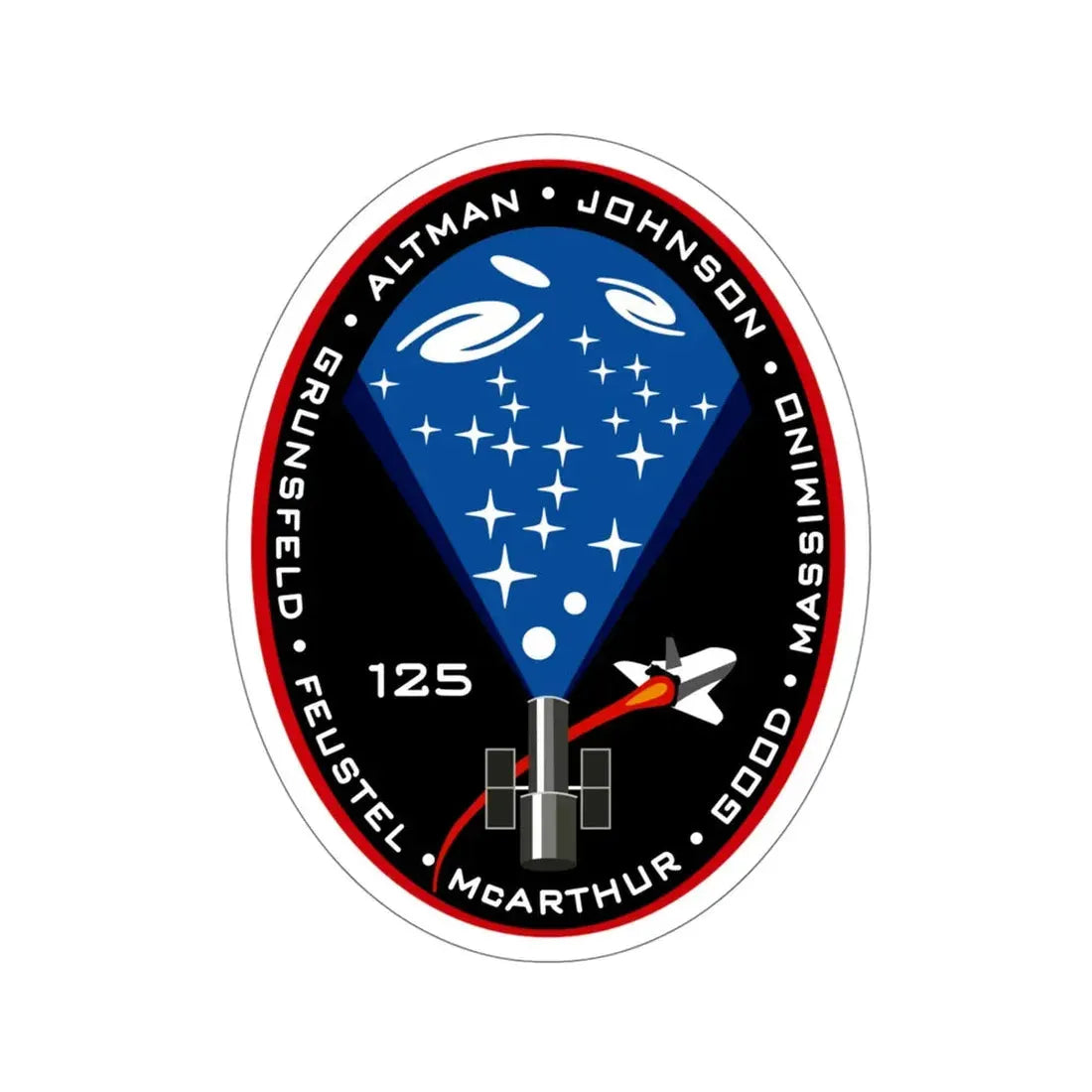 STS 125 Patch NASA STICKER Vinyl Die-Cut Decal 5 Inch - The Sticker Space