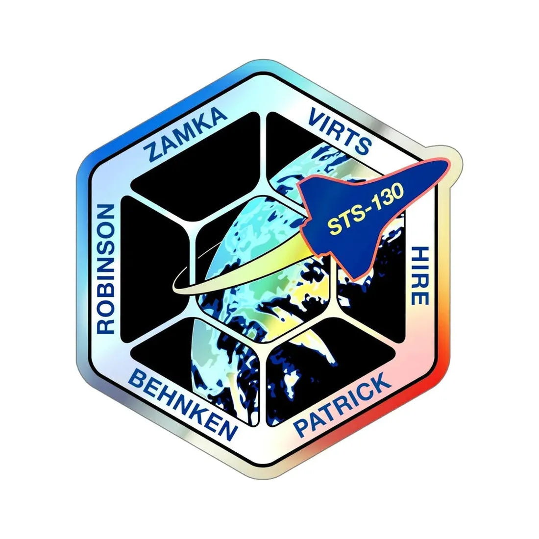 STS 130 (NASA) Holographic STICKER Die-Cut Vinyl Decal 5 Inch Holographic - The Sticker Space