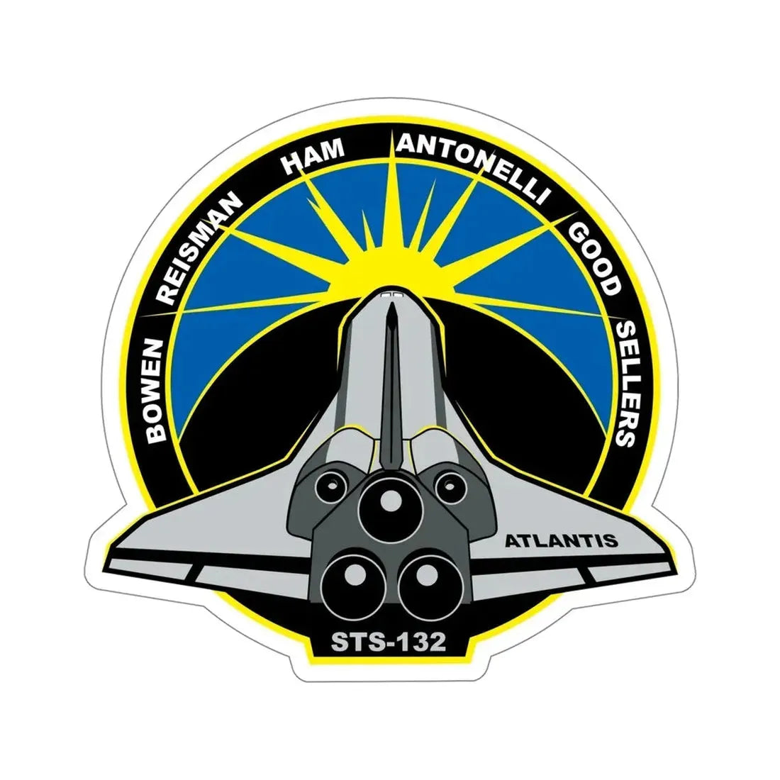 STS 132 Patch NASA STICKER Vinyl Die-Cut Decal 5 Inch - The Sticker Space