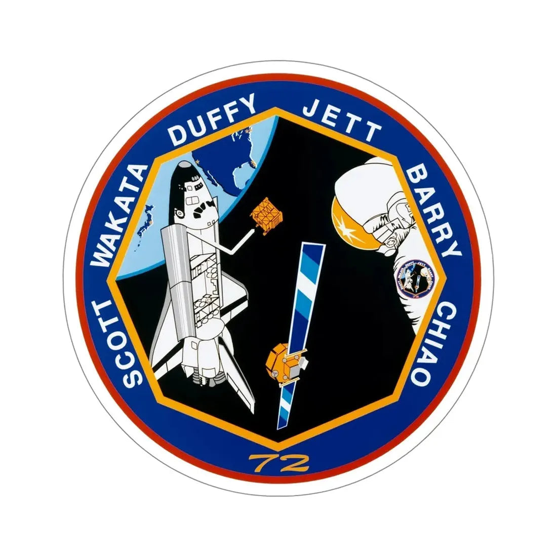 STS 72 Patch NASA STICKER Vinyl Die-Cut Decal 5 Inch - The Sticker Space