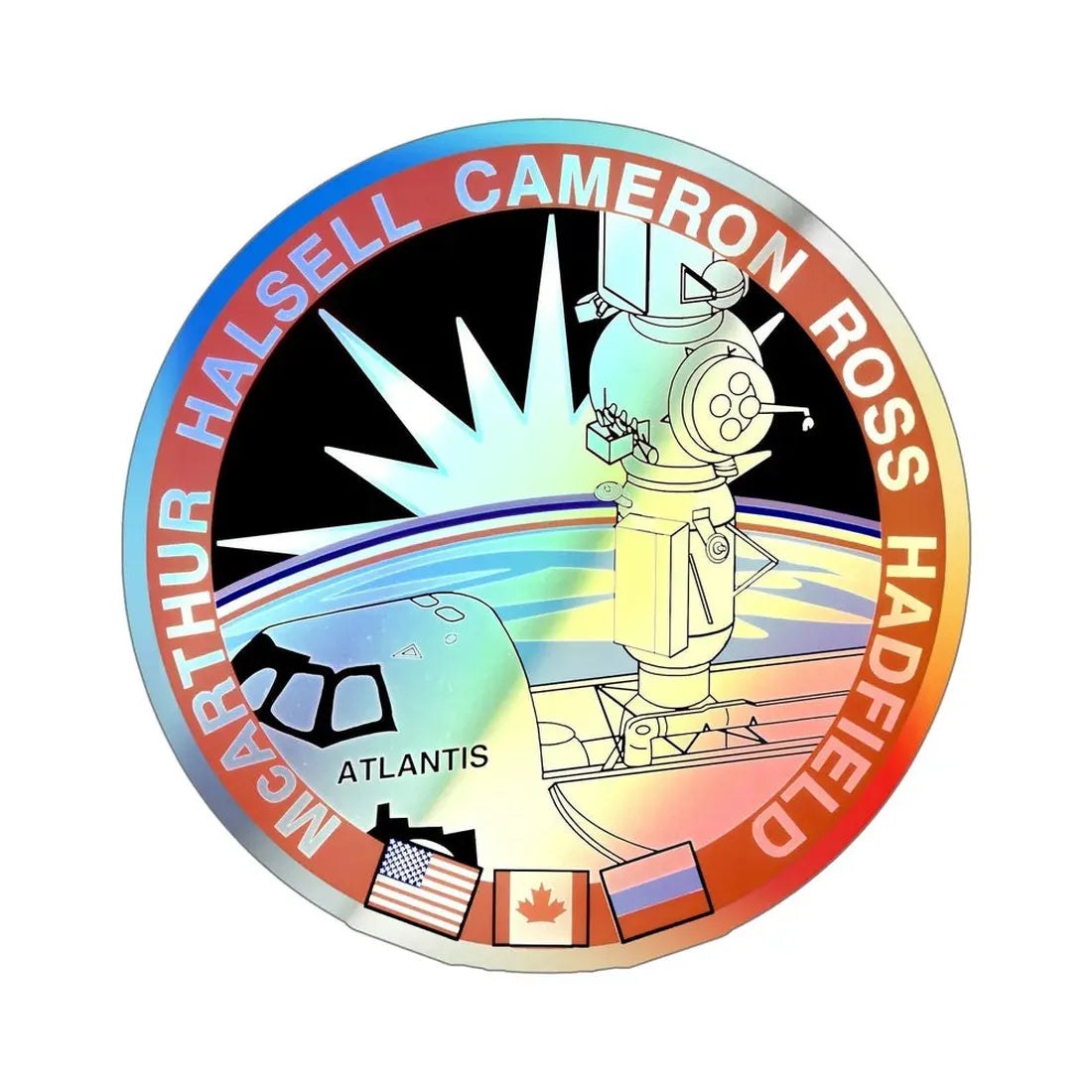 STS 74 (NASA) Holographic STICKER Die-Cut Vinyl Decal 5 Inch Holographic - The Sticker Space