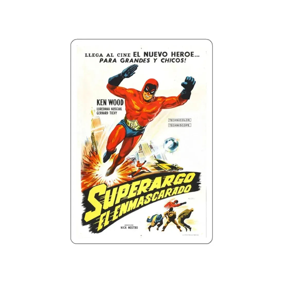 SUPERARGO VS DIABOLICUS (2) 1966 Movie Poster STICKER Vinyl Die-Cut Decal 5 Inch - The Sticker Space