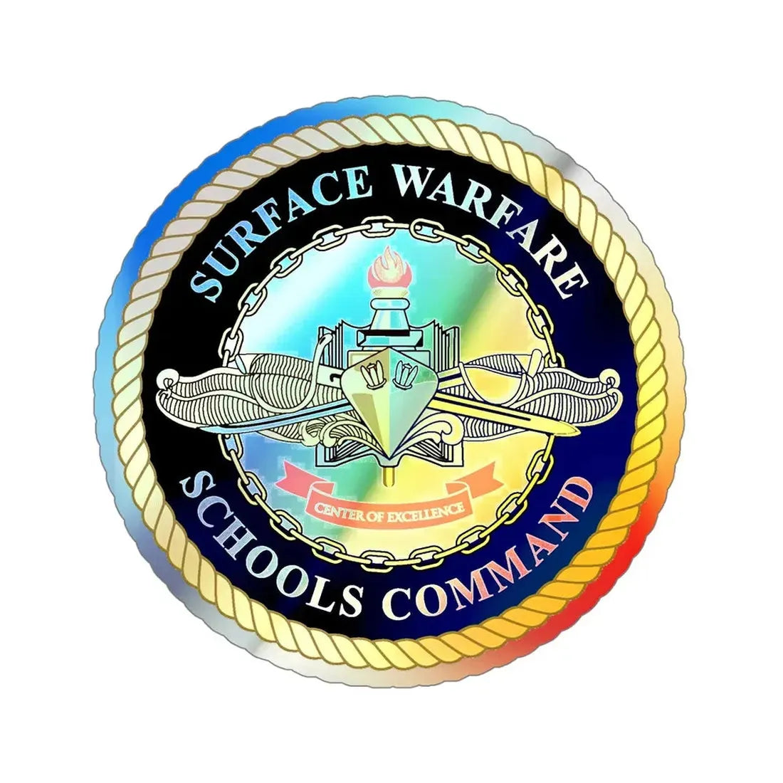 Surface Warfare Schools Command (U.S. Navy) Holographic STICKER Die-Cut Vinyl Decal 5 Inch Holographic - The Sticker Space