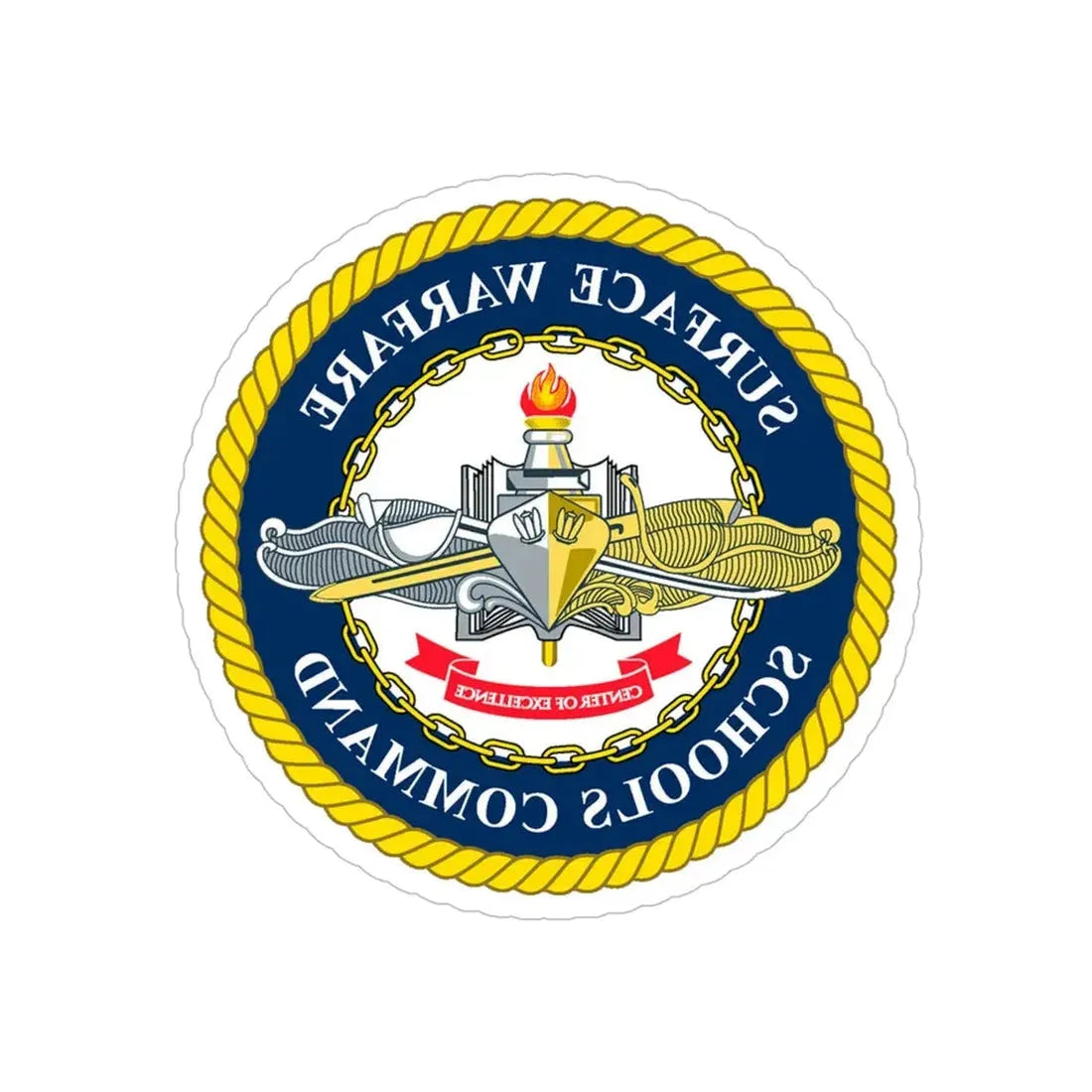 Surface Warfare Schools Command (U.S. Navy) REVERSE PRINT Transparent Die-Cut STICKER 5 Inch Die-Cut Transparent - The Sticker Space