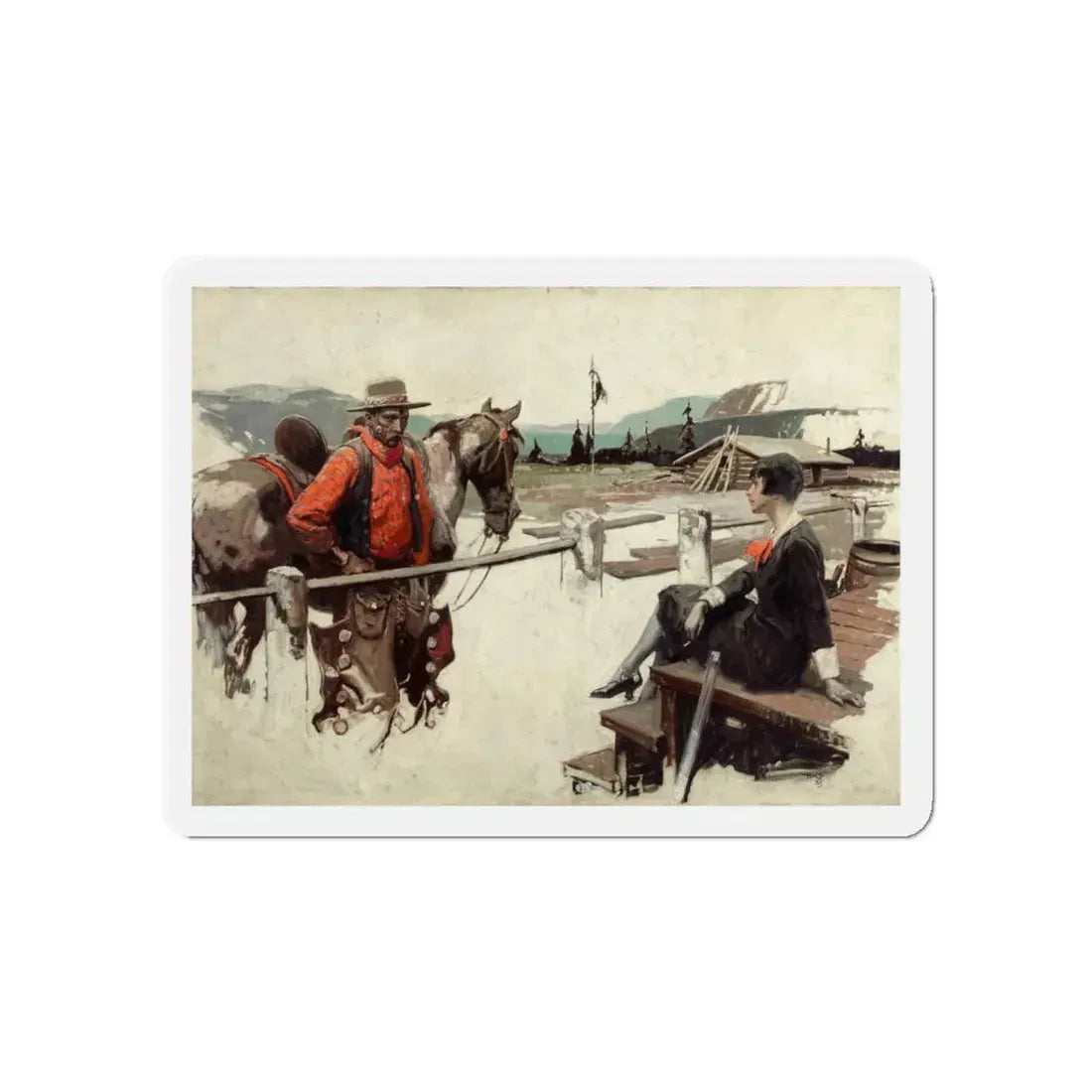 Swan's Mate, story illustration (Magazine Illustration) Refrigerator Magnet 5 Inch Die-Cut - The Sticker Space