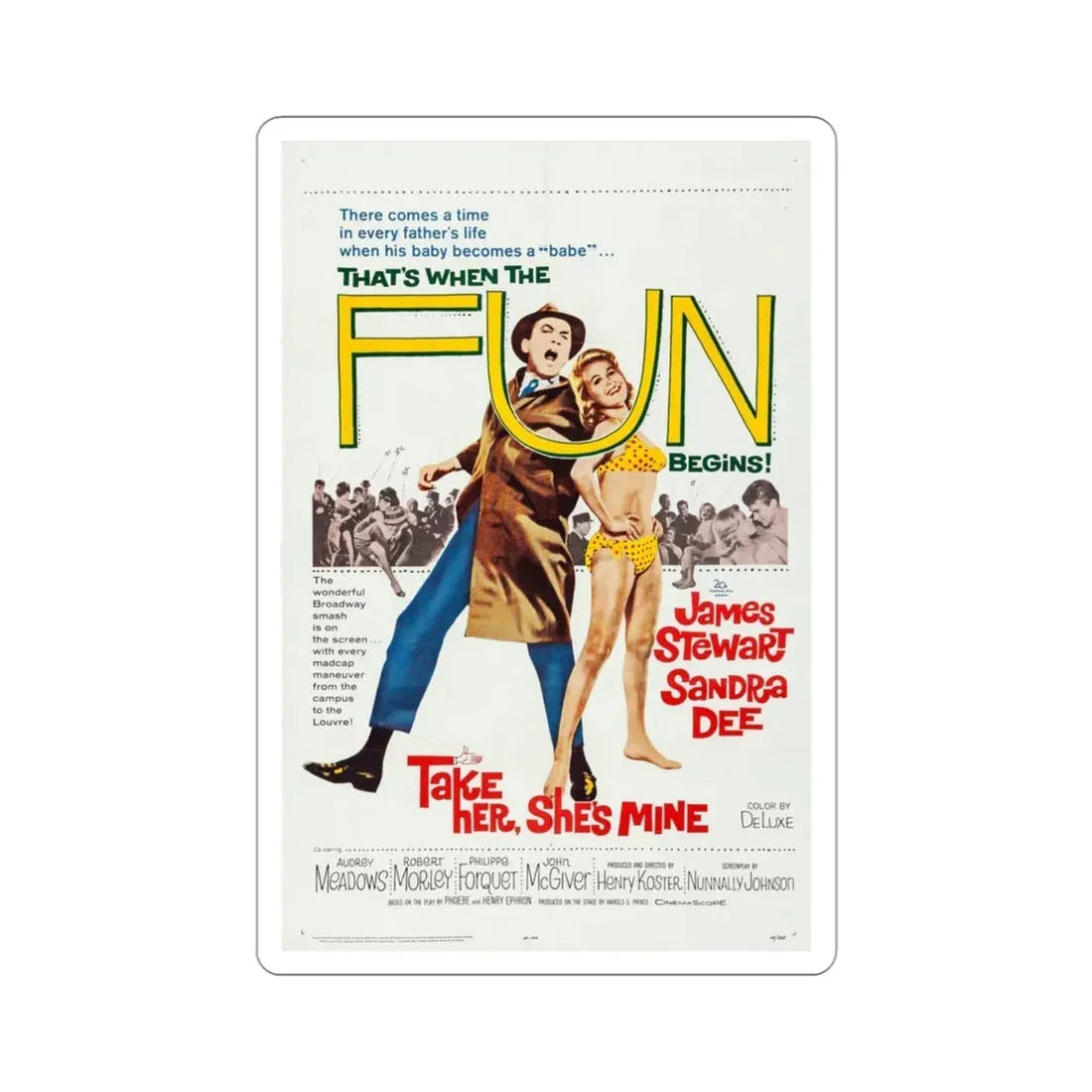 Take Her She's Mine 1963 Movie Poster STICKER Vinyl Die-Cut Decal 3 Inch - The Sticker Space