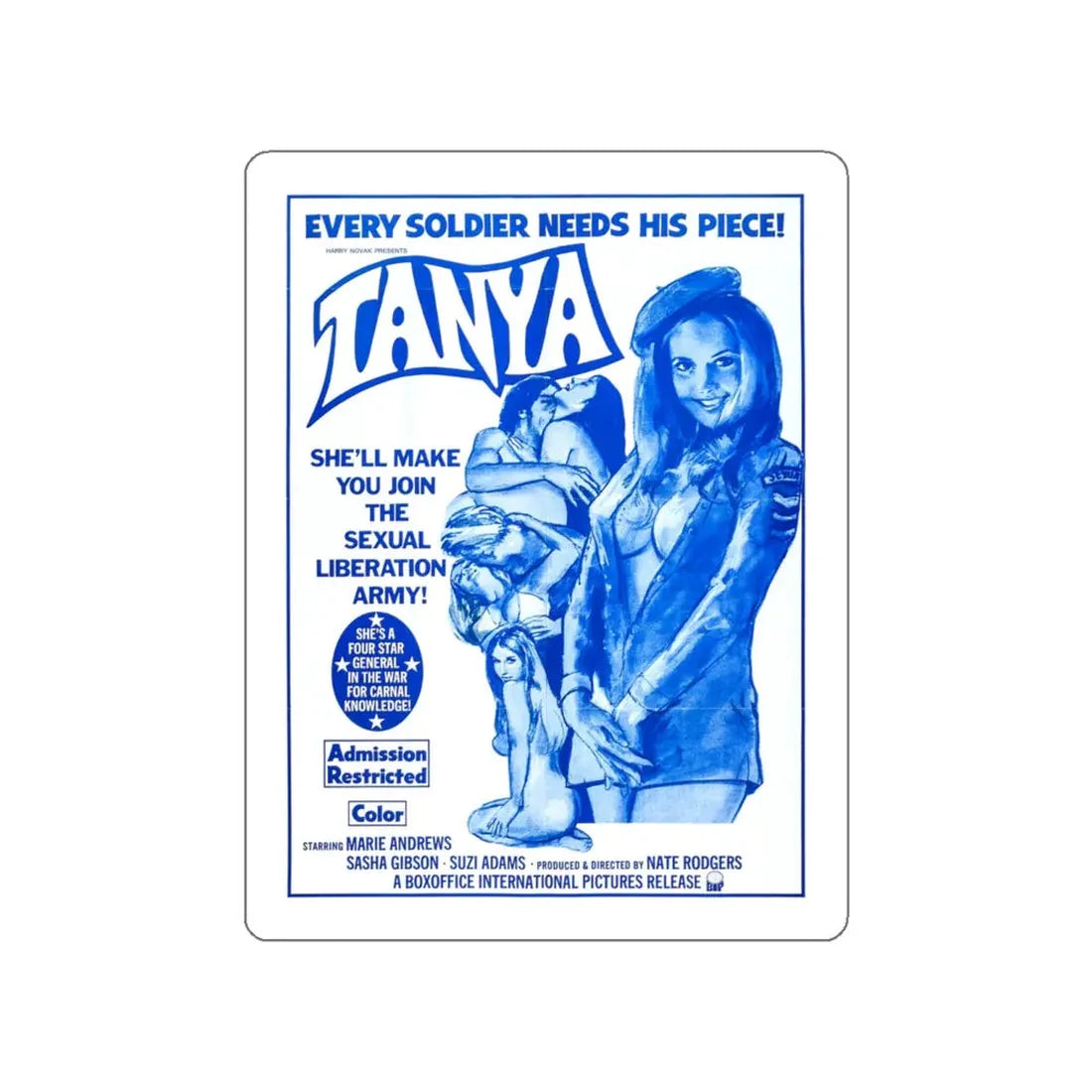 TANYA 1976 Movie Poster STICKER Vinyl Die-Cut Decal 5 Inch - The Sticker Space