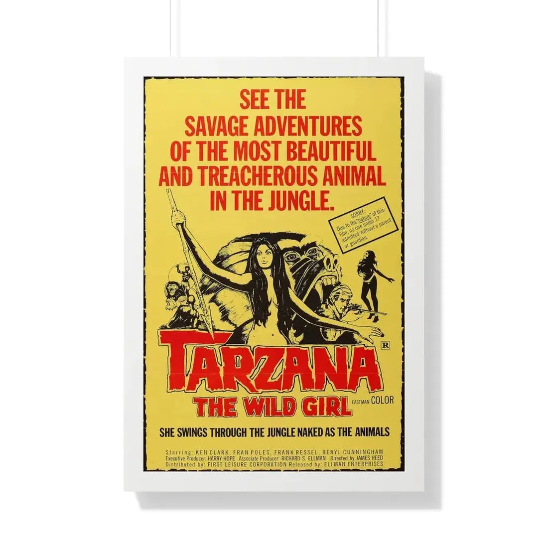 TARZANA THE WILD GIRL 1969 - Framed Movie Poster 20" x 30" White - The Sticker Space