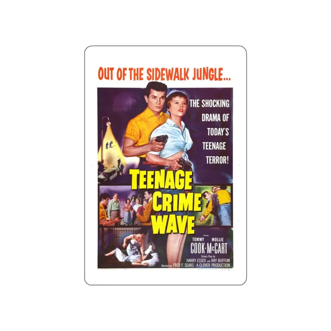 TEENAGE CRIME WAVE 1955 Movie Poster STICKER Vinyl Die-Cut Decal 5 Inch - The Sticker Space
