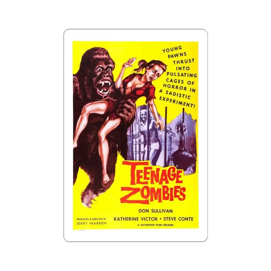 TEENAGE ZOMBIES 1959 Movie Poster - STICKER Vinyl Kiss-Cut Decal 6 Inch White - The Sticker Space