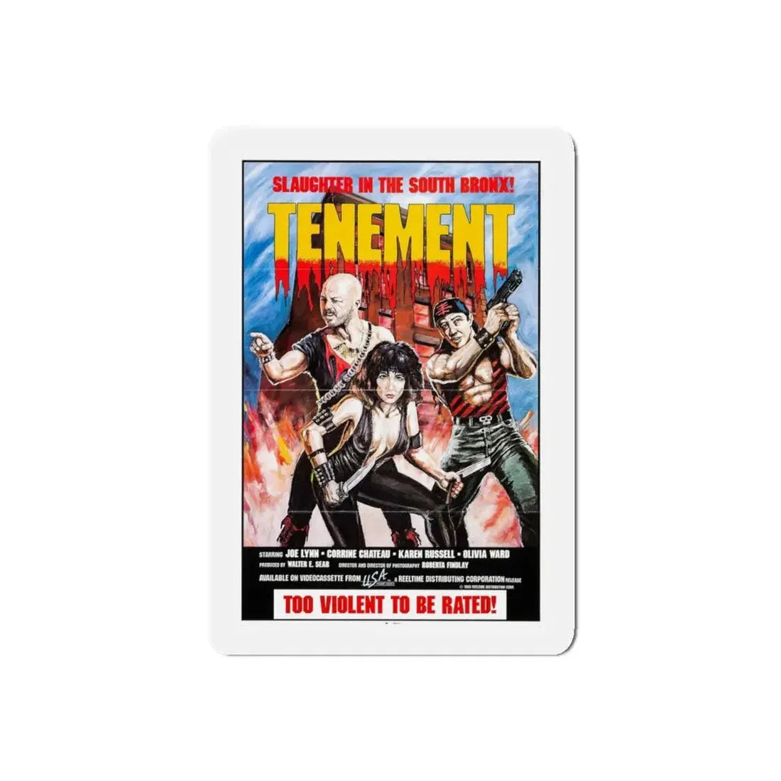 TENEMENT (GAME OF SURVIVAL) 1985 Movie Poster - Refrigerator Magnet 5 Inch Die-Cut - The Sticker Space