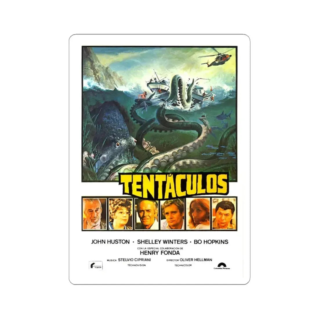 TENTACLES (SPAIN) 1977 Movie Poster - STICKER Vinyl Kiss-Cut Decal 6 Inch White - The Sticker Space