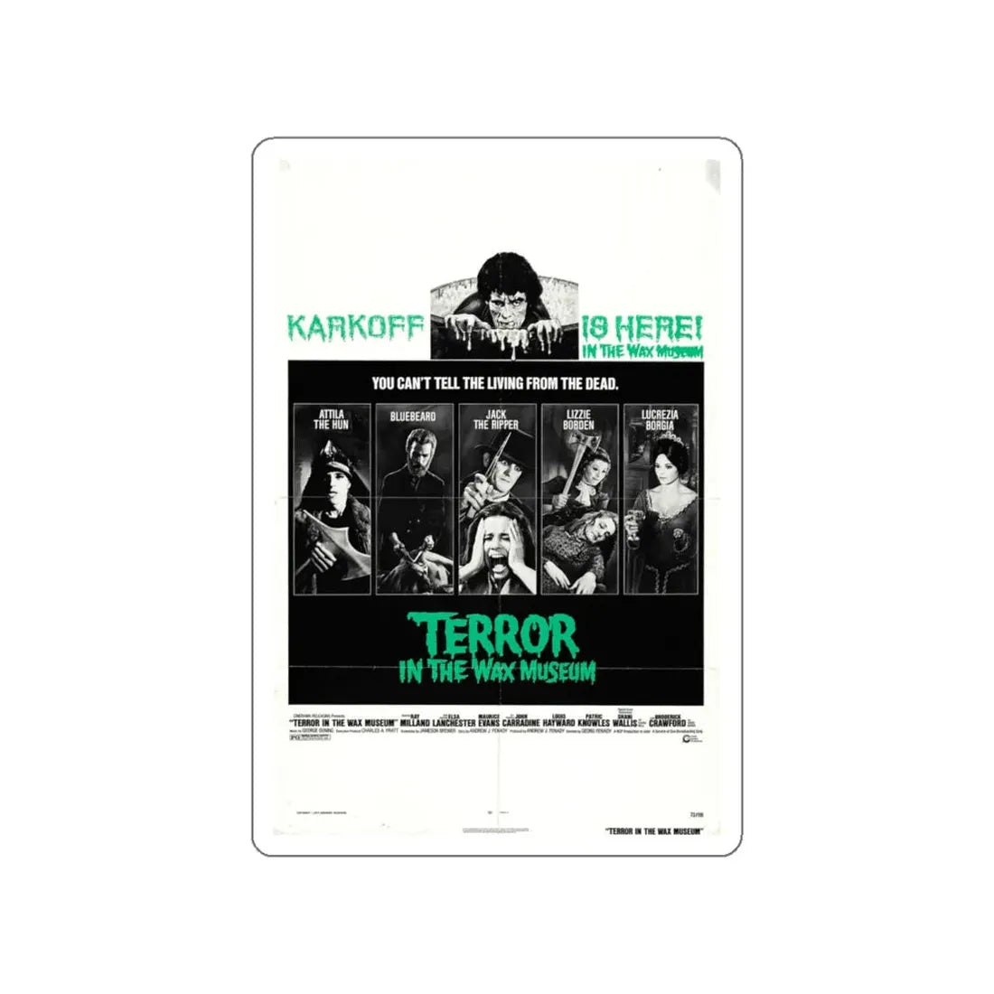 TERROR IN THE WAX MUSEUM 1973 Movie Poster STICKER Vinyl Die-Cut Decal 5 Inch - The Sticker Space