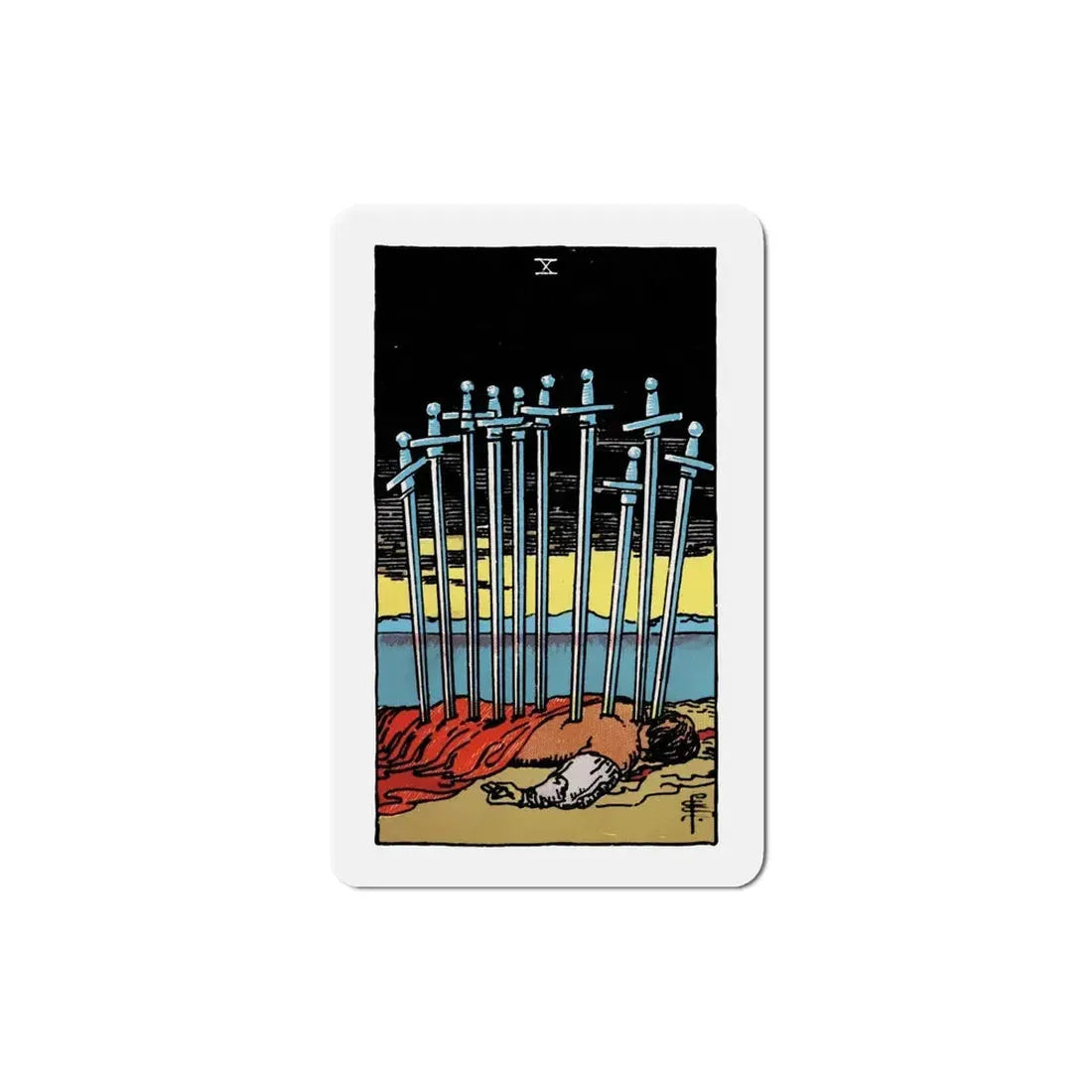The 10 of Swords (Tarot Card) Refrigerator Magnet 6 Inch - The Sticker Space