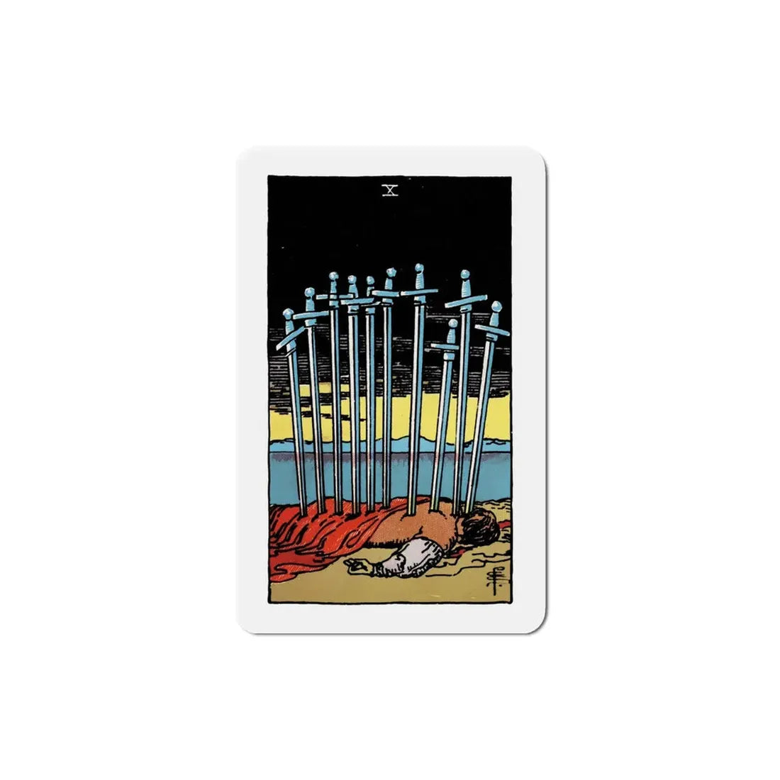The 10 of Swords (Tarot Card) Refrigerator Magnet 6 Inch - The Sticker Space