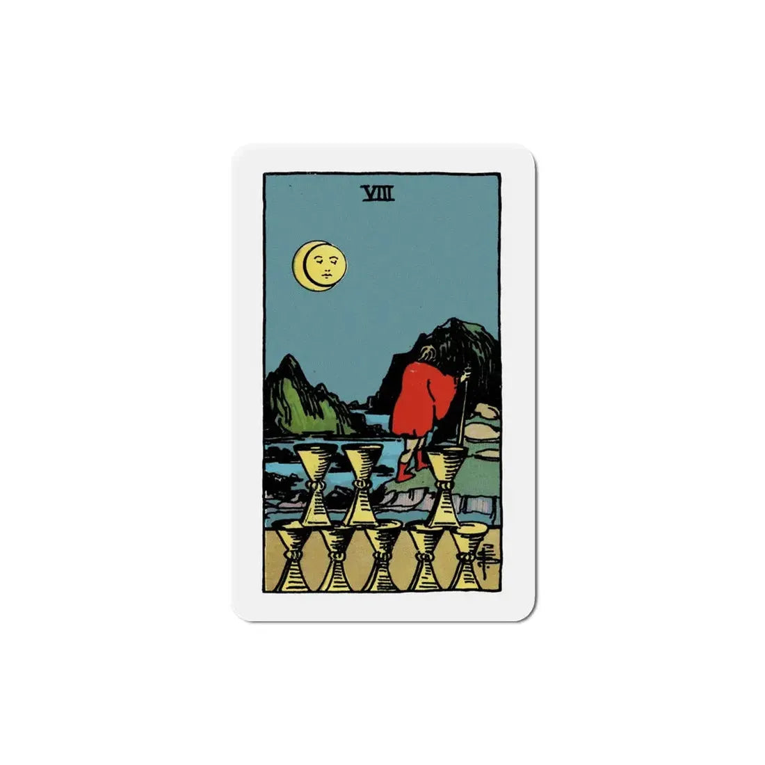 The 8 of Cups (Tarot Card) Refrigerator Magnet 6 Inch - The Sticker Space