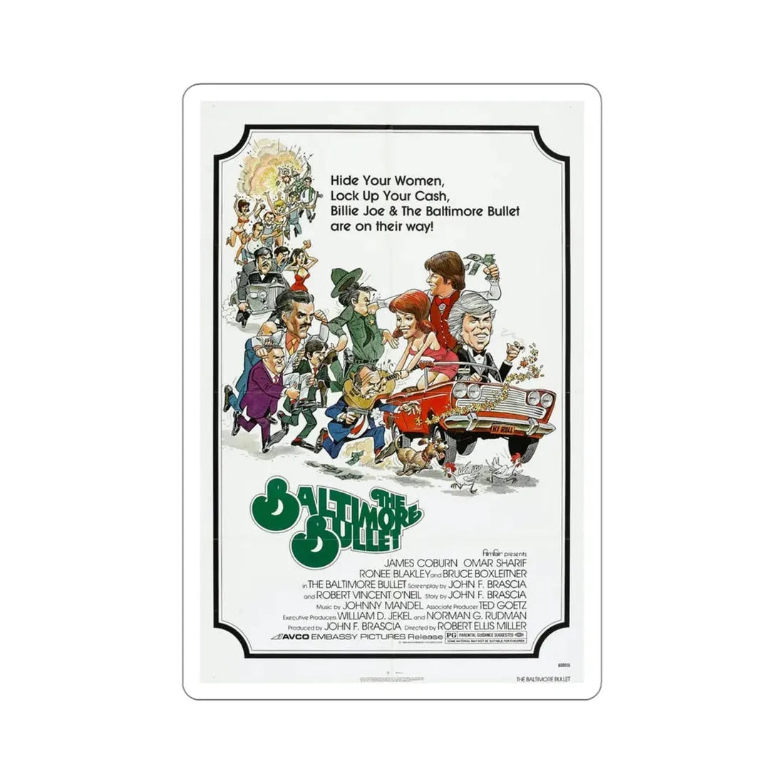 The Baltimore Bullet 1980 Movie Poster STICKER Vinyl Die-Cut Decal 5 Inch - The Sticker Space