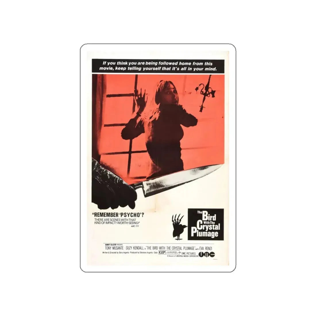 THE BIRD WITH THE CRYSTAL PLUMAGE (2) 1970 Movie Poster STICKER Vinyl Die-Cut Decal 5 Inch - The Sticker Space