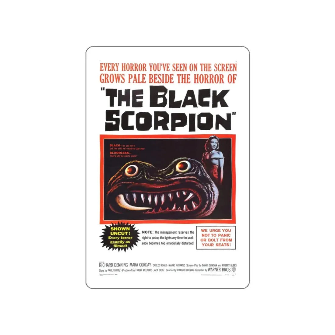 THE BLACK SCORPION 1957 Movie Poster STICKER Vinyl Die-Cut Decal 5 Inch - The Sticker Space