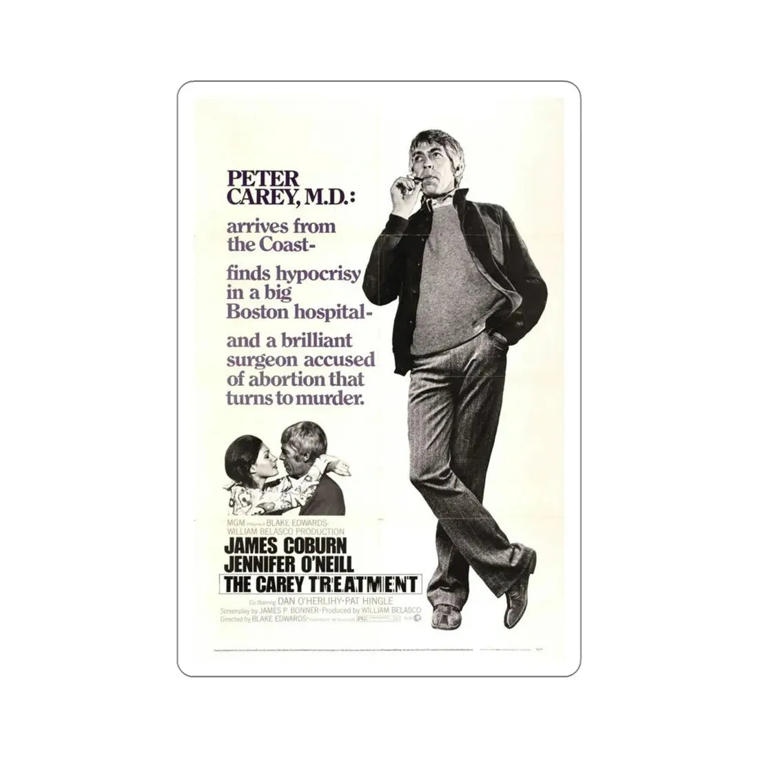 The Carey Treatment 1972 Movie Poster STICKER Vinyl Die-Cut Decal 5 Inch - The Sticker Space