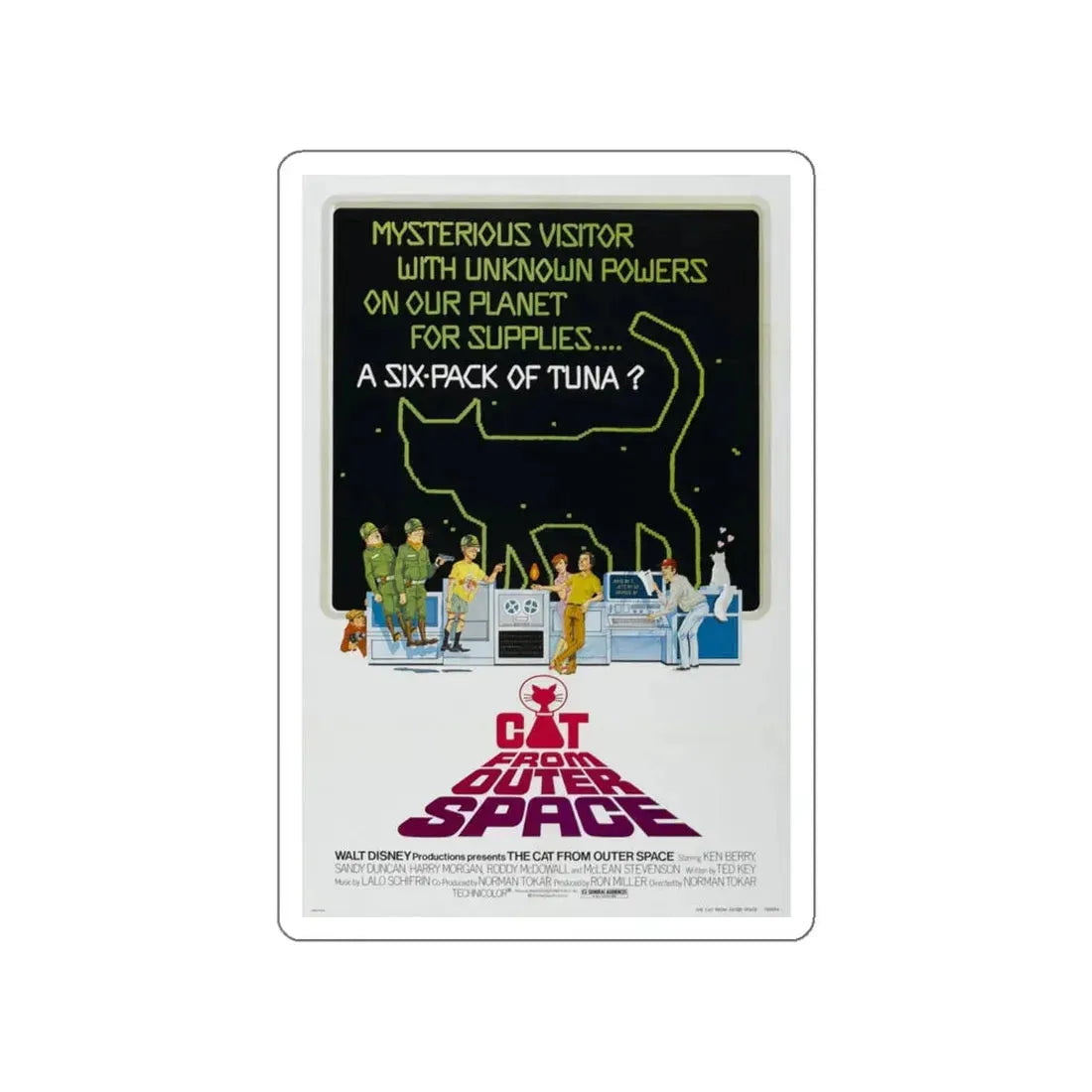 THE CAT FROM OUTER SPACE 1978 Movie Poster STICKER Vinyl Die-Cut Decal 5 Inch - The Sticker Space