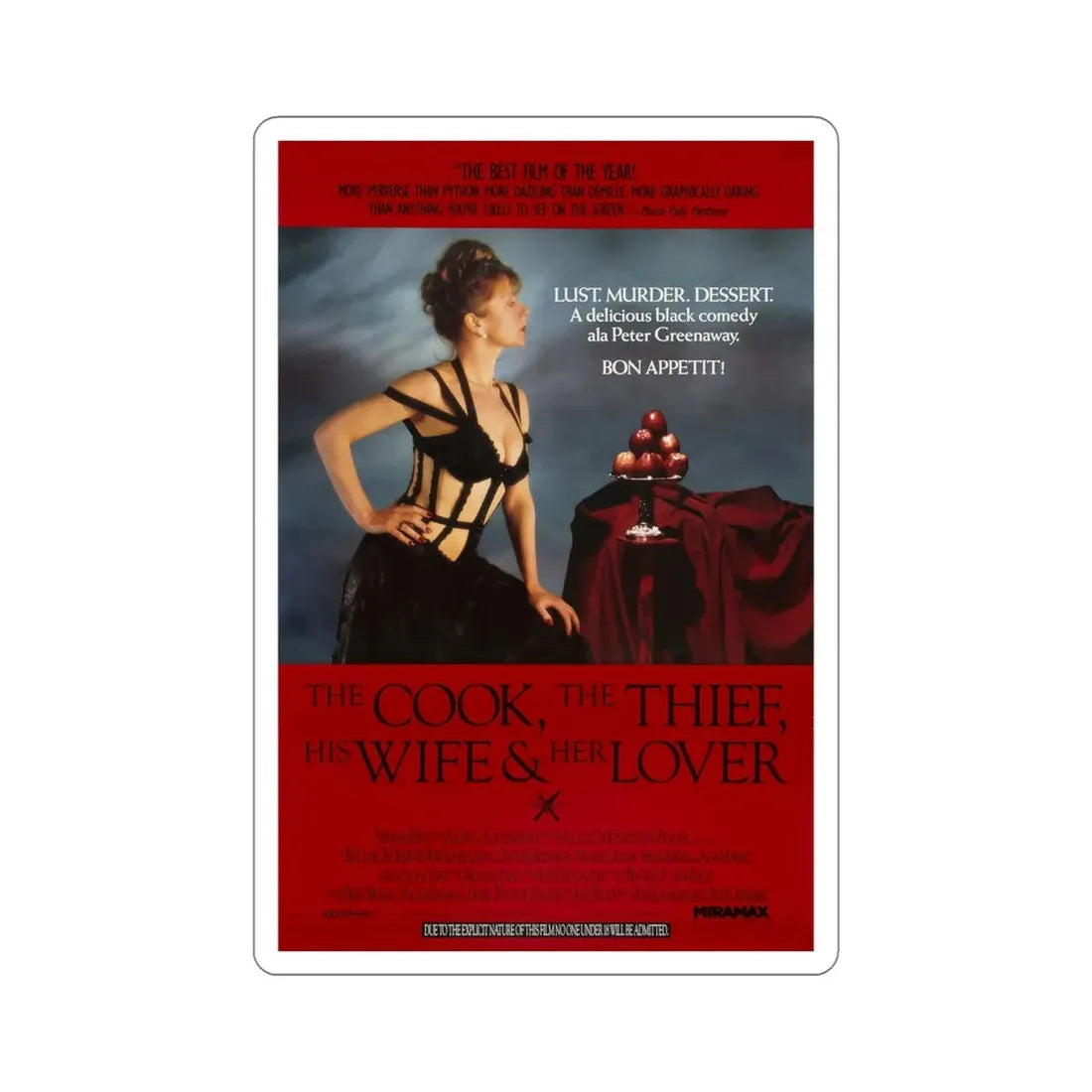 The Cook the Thief His Wife and Her Lover 1990 Movie Poster STICKER Vinyl Die-Cut Decal 5 Inch - The Sticker Space