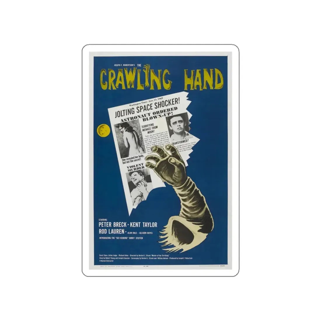 THE CRAWLING HAND 1963 Movie Poster STICKER Vinyl Die-Cut Decal 5 Inch - The Sticker Space