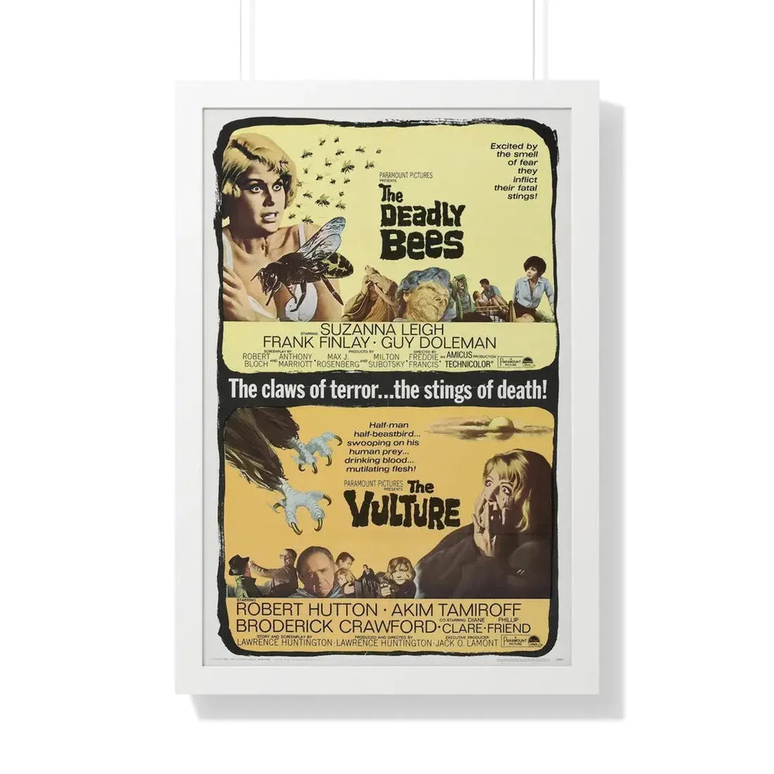 THE DEADLY BEES + THE VULTURE 1967 - Framed Movie Poster 20" x 30" White - The Sticker Space