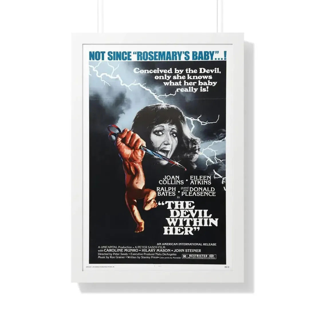 THE DEVIL WITHIN HER (I DON'T WANT TO BE BORN) 1975 - Framed Movie Poster 20" x 30" White - The Sticker Space