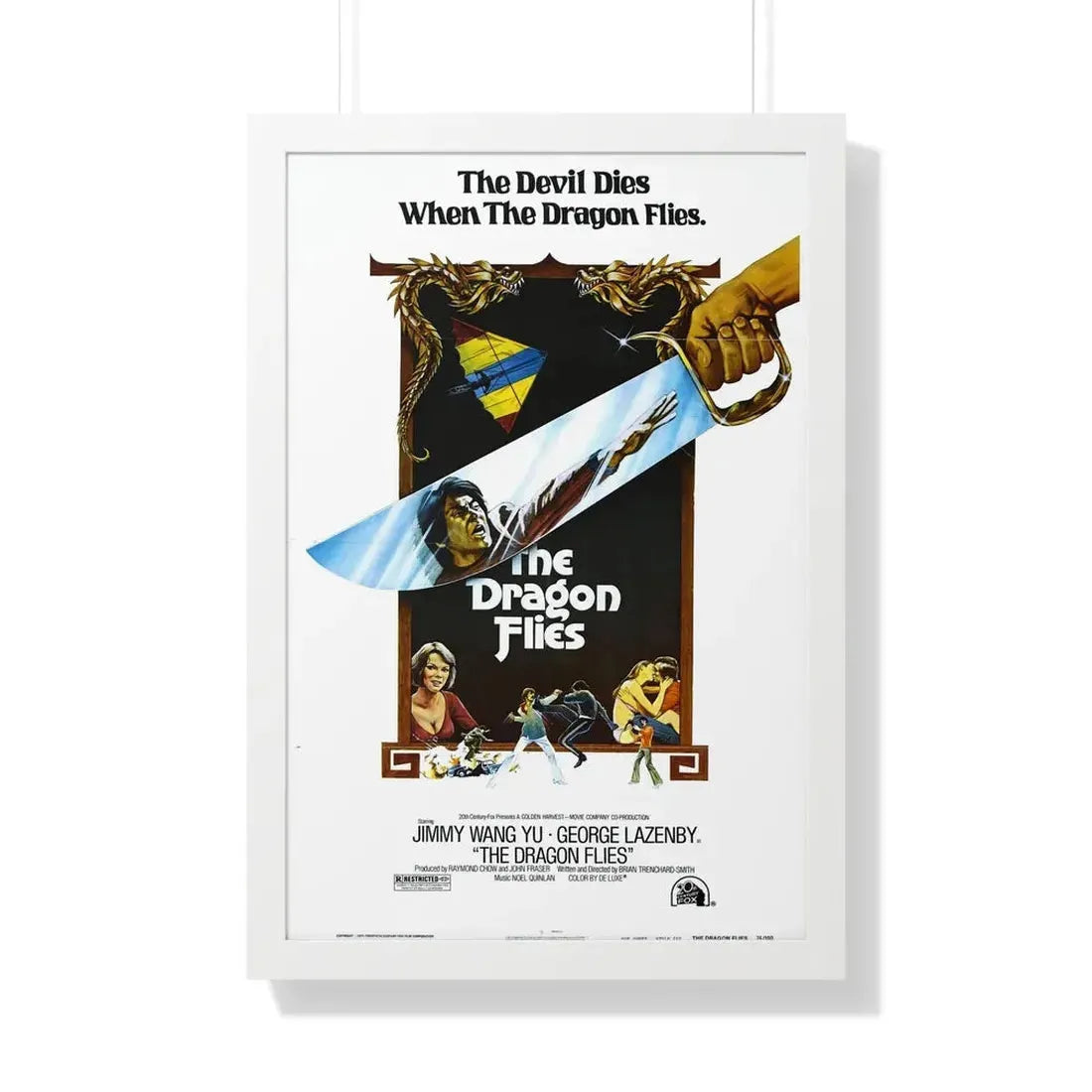THE DRAGON FLIES (THE MAN FROM HONG KONG) 1975 - Framed Movie Poster 20" x 30" White - The Sticker Space