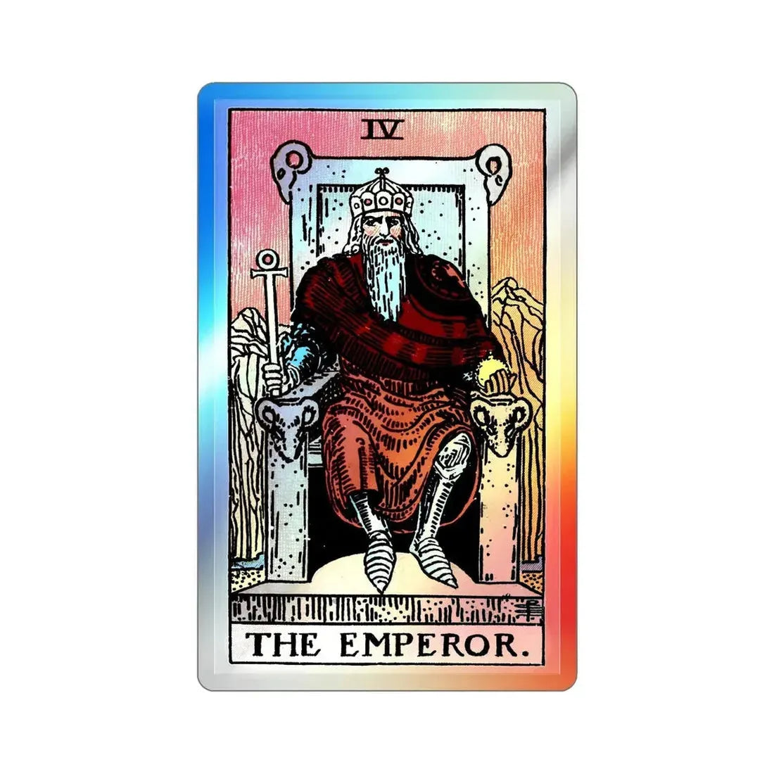 The Emperor (Tarot Card) Holographic STICKER Die-Cut Vinyl Decal 5 Inch Holographic - The Sticker Space