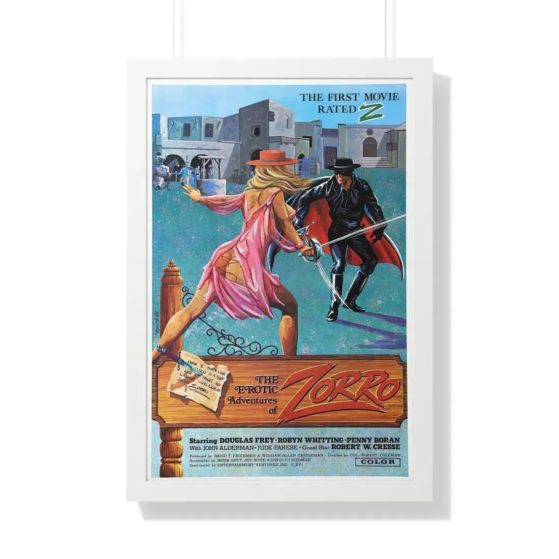 THE EROTIC ADVENTURES OF ZORRO 1972 - Framed Movie Poster 20" x 30" White - The Sticker Space