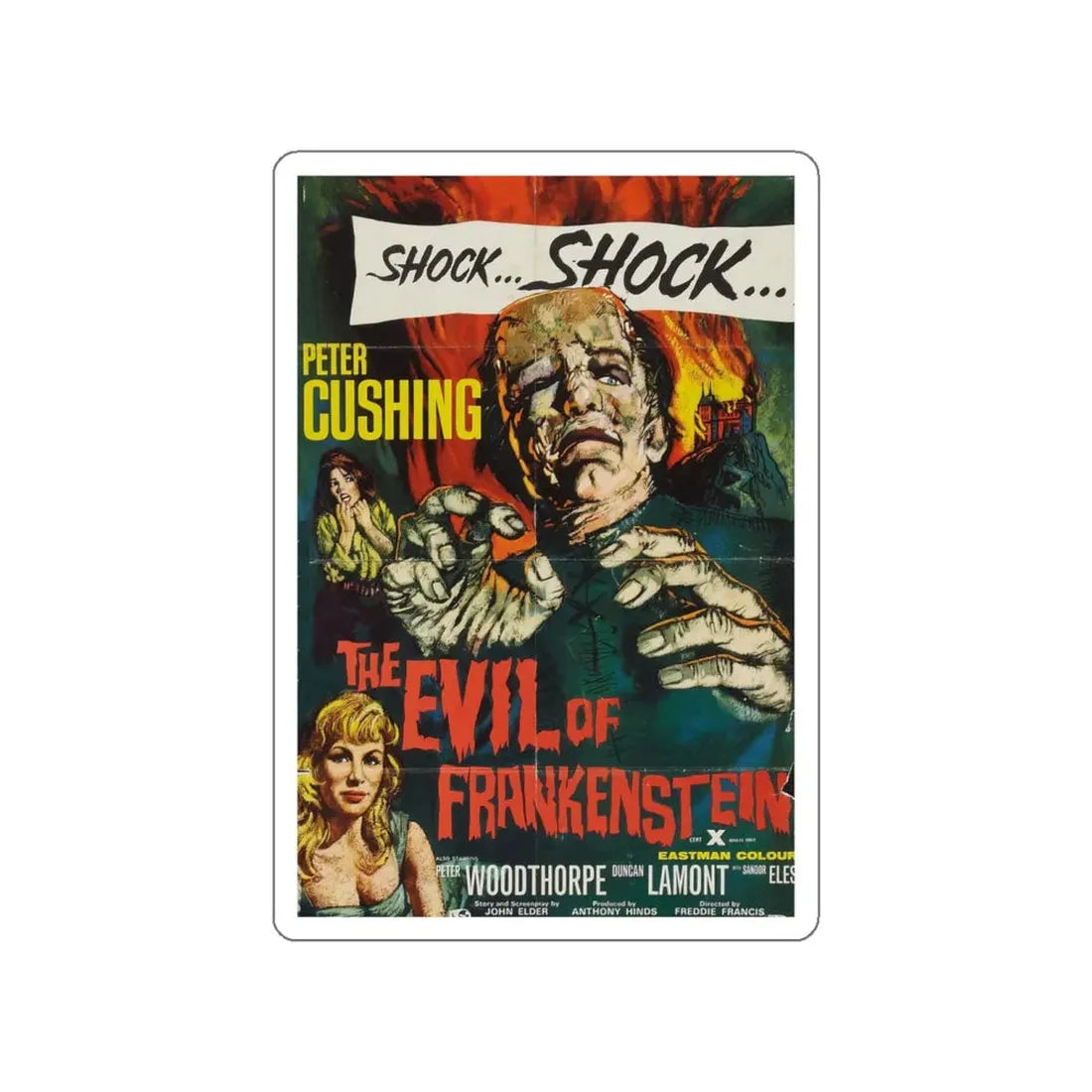 THE EVIL OF FRANKENSTEIN 1964 Movie Poster STICKER Vinyl Die-Cut Decal 5 Inch - The Sticker Space