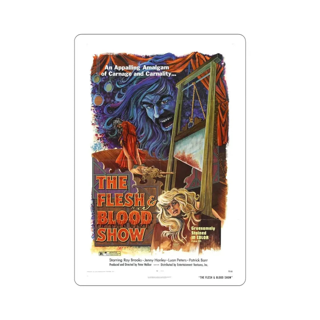 The Flesh and Blood Show 1974 Movie Poster STICKER Vinyl Die-Cut Decal 5 Inch - The Sticker Space