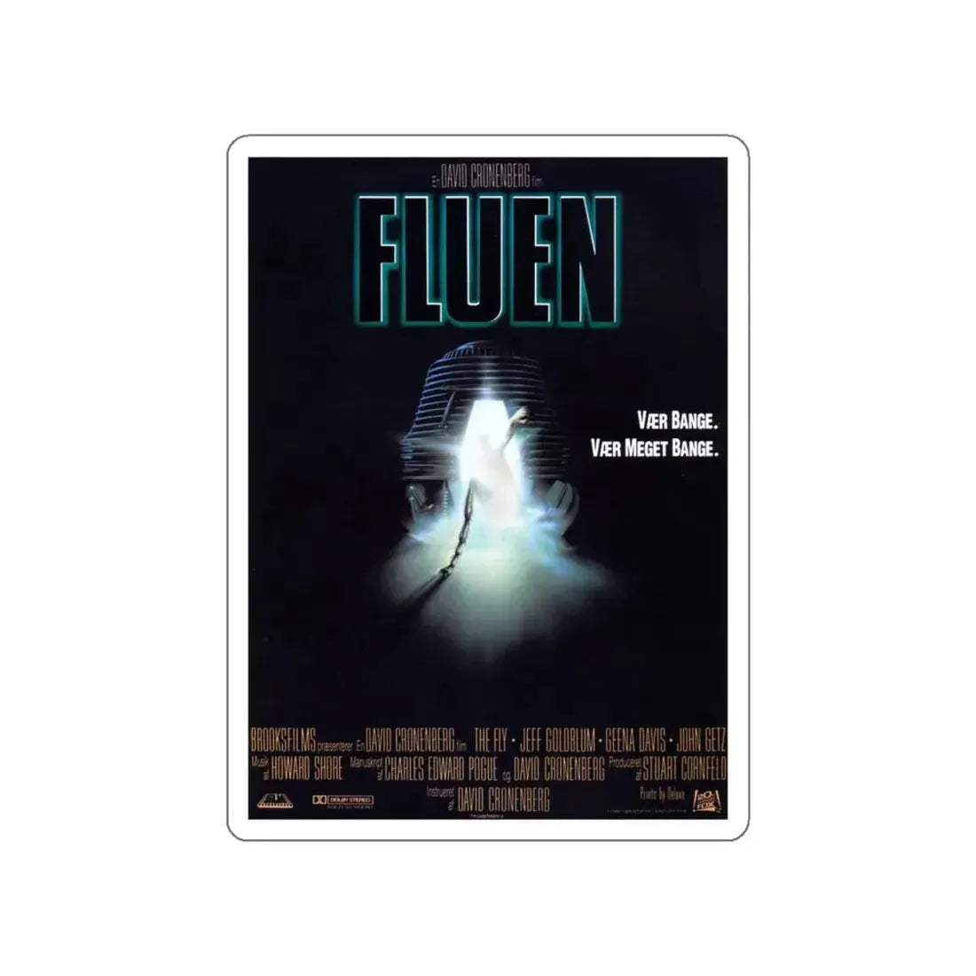 THE FLY (DANISH) 1986 Movie Poster STICKER Vinyl Die-Cut Decal 5 Inch - The Sticker Space