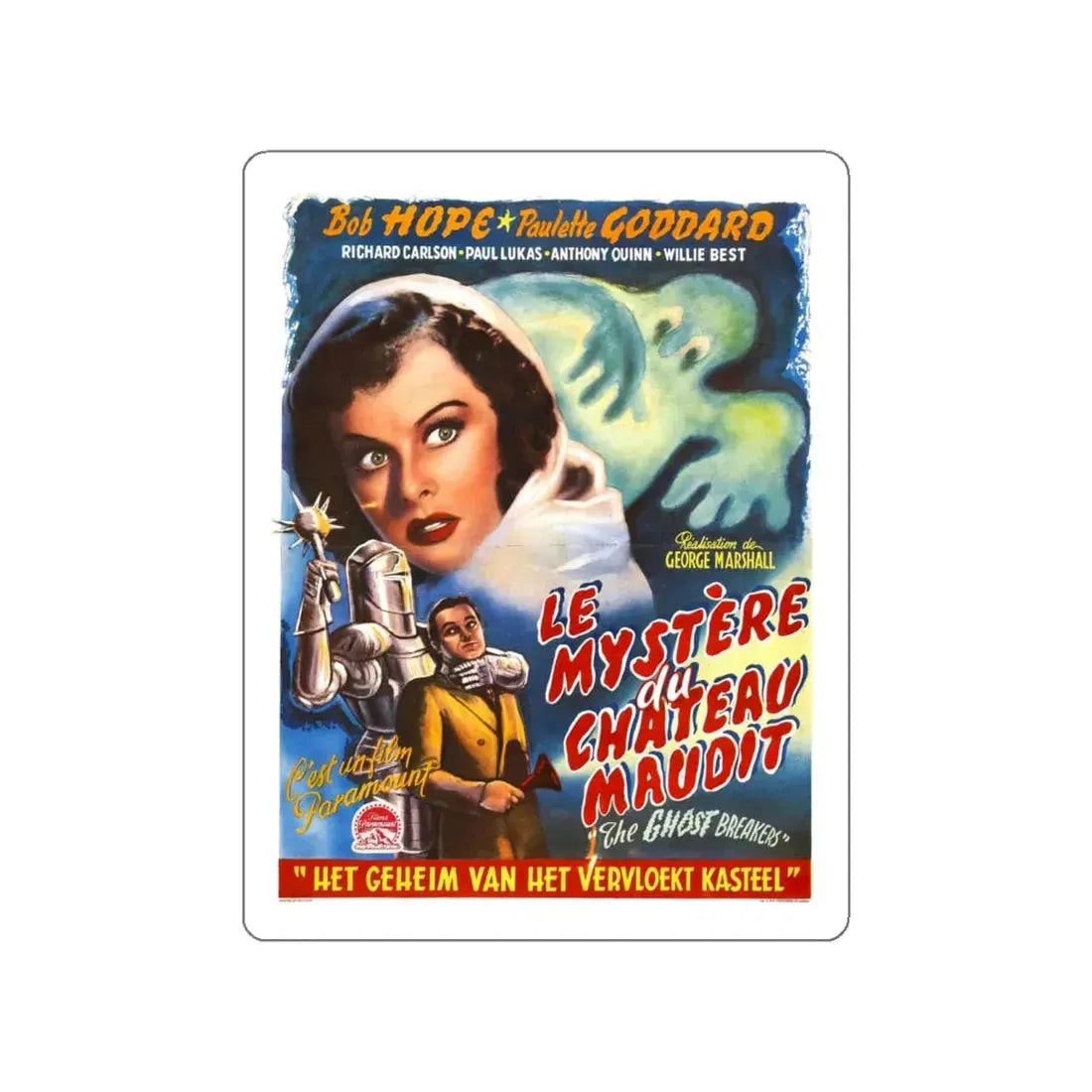 THE GHOST BREAKERS (BELGIAN) 1940 Movie Poster STICKER Vinyl Die-Cut Decal 5 Inch - The Sticker Space