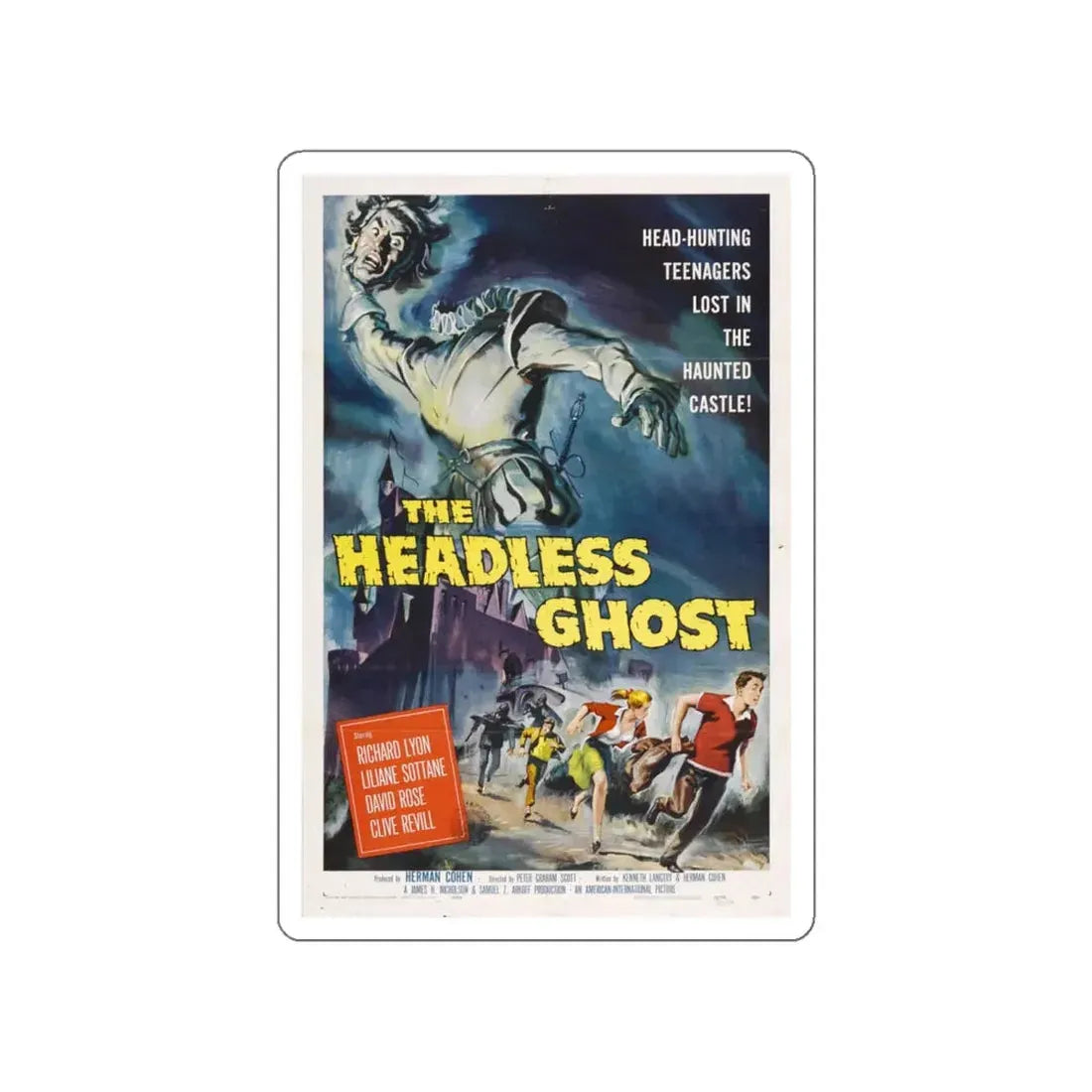 THE HEADLESS GHOST 1959 Movie Poster STICKER Vinyl Die-Cut Decal 5 Inch - The Sticker Space