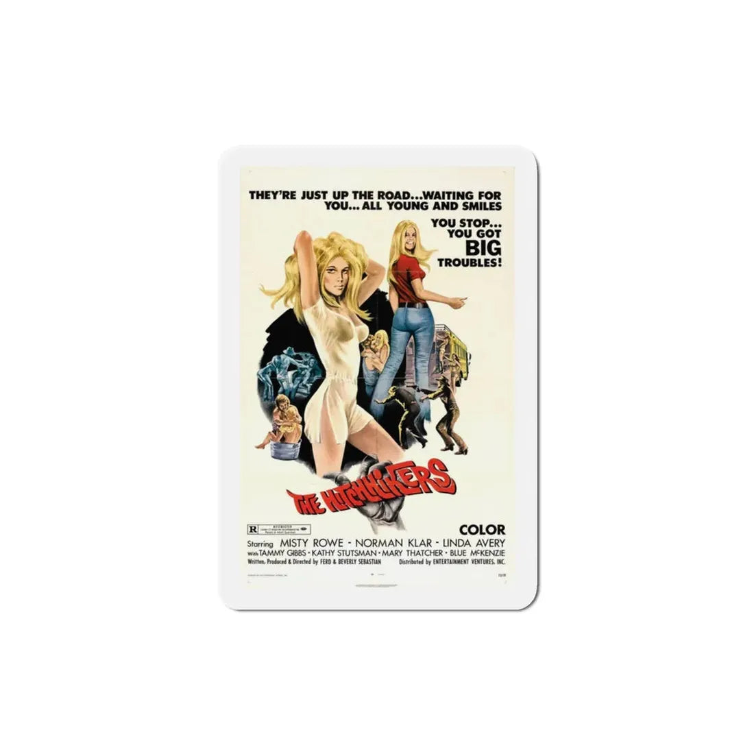 The Hitchhikers 1972 Movie Poster Refrigerator Magnet 3 Inch - The Sticker Space