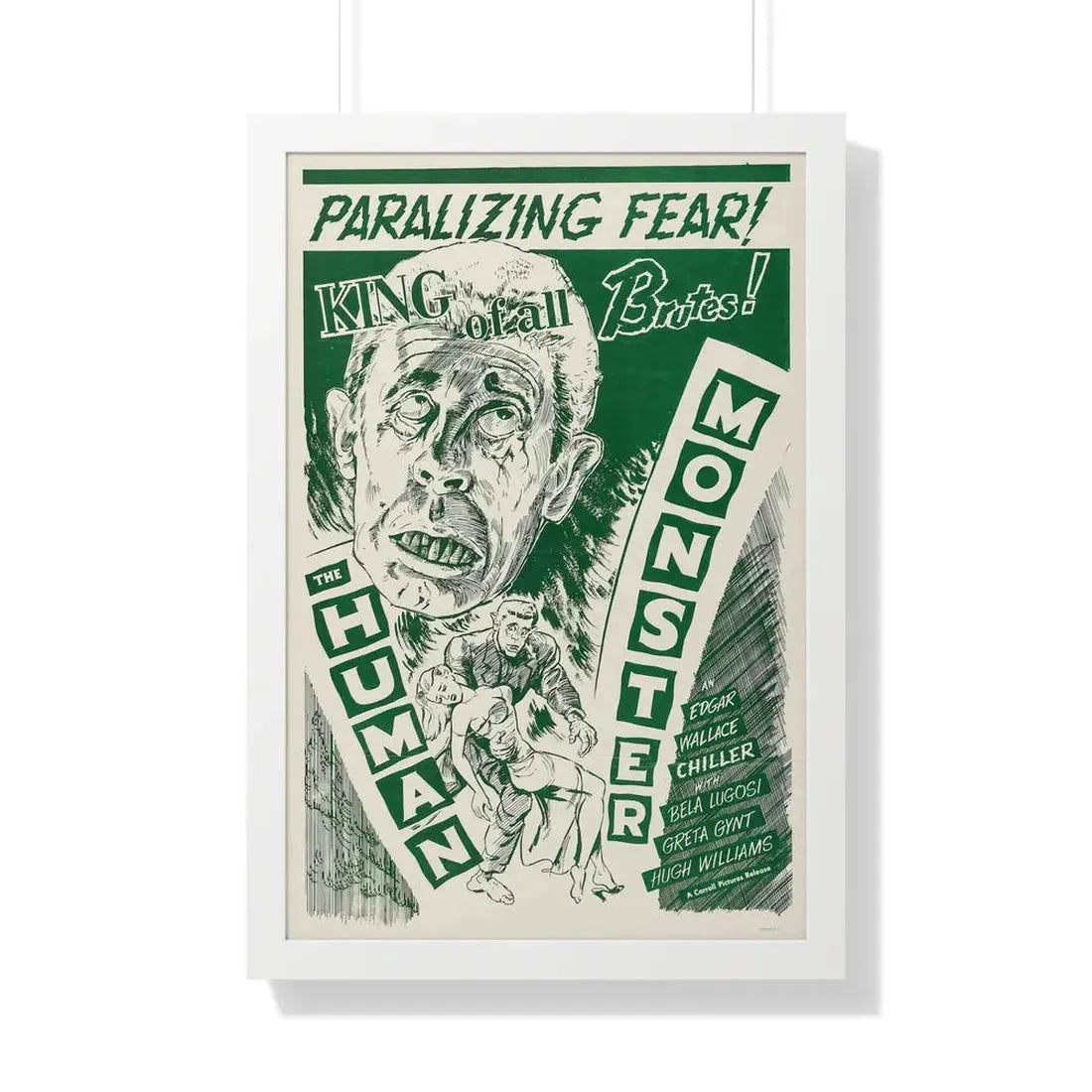 THE HUMAN MONSTER (3) 1939 - Framed Movie Poster 20" x 30" White - The Sticker Space