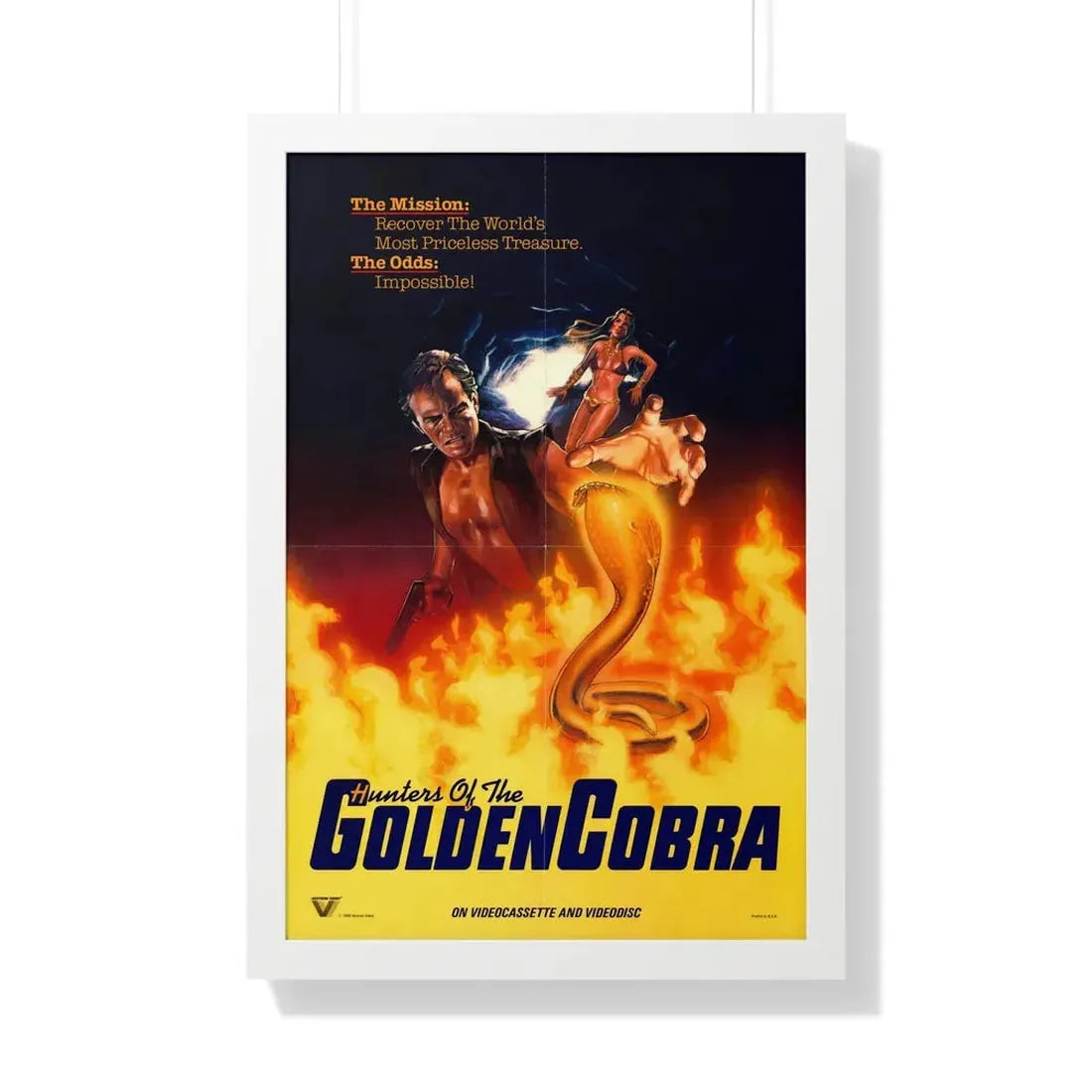 THE HUNTERS OF THE GOLDEN COBRA 1982 - Framed Movie Poster 20" x 30" White - The Sticker Space