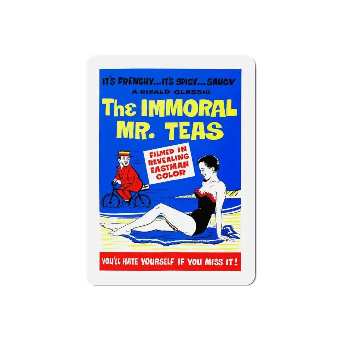 THE IMMORAL MR. TEAS 1959 Movie Poster - Refrigerator Magnet 5 Inch Die-Cut - The Sticker Space